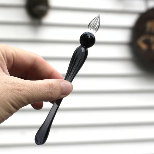 Japanese Glass Dip Pen - Short & Gray Calligraphy Pen for Writers, Artists & Lettering Enthusiasts | Perfect for Ink Drawing, Handwriting Practice & Unique Gift Ideas