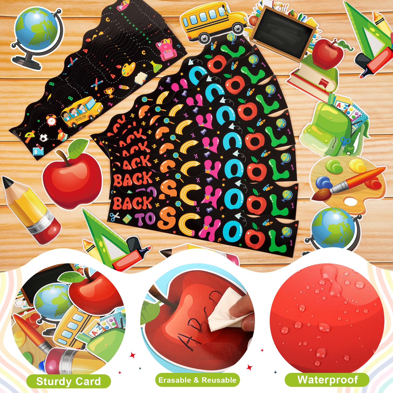 84-Piece Back to School Bulletin Board Decor Set - First Day of School Cutouts & Borders - Classroom Party Supplies for Teachers & Students - Perfect for School Open House, Classroom Decorations & Welcome Back Events