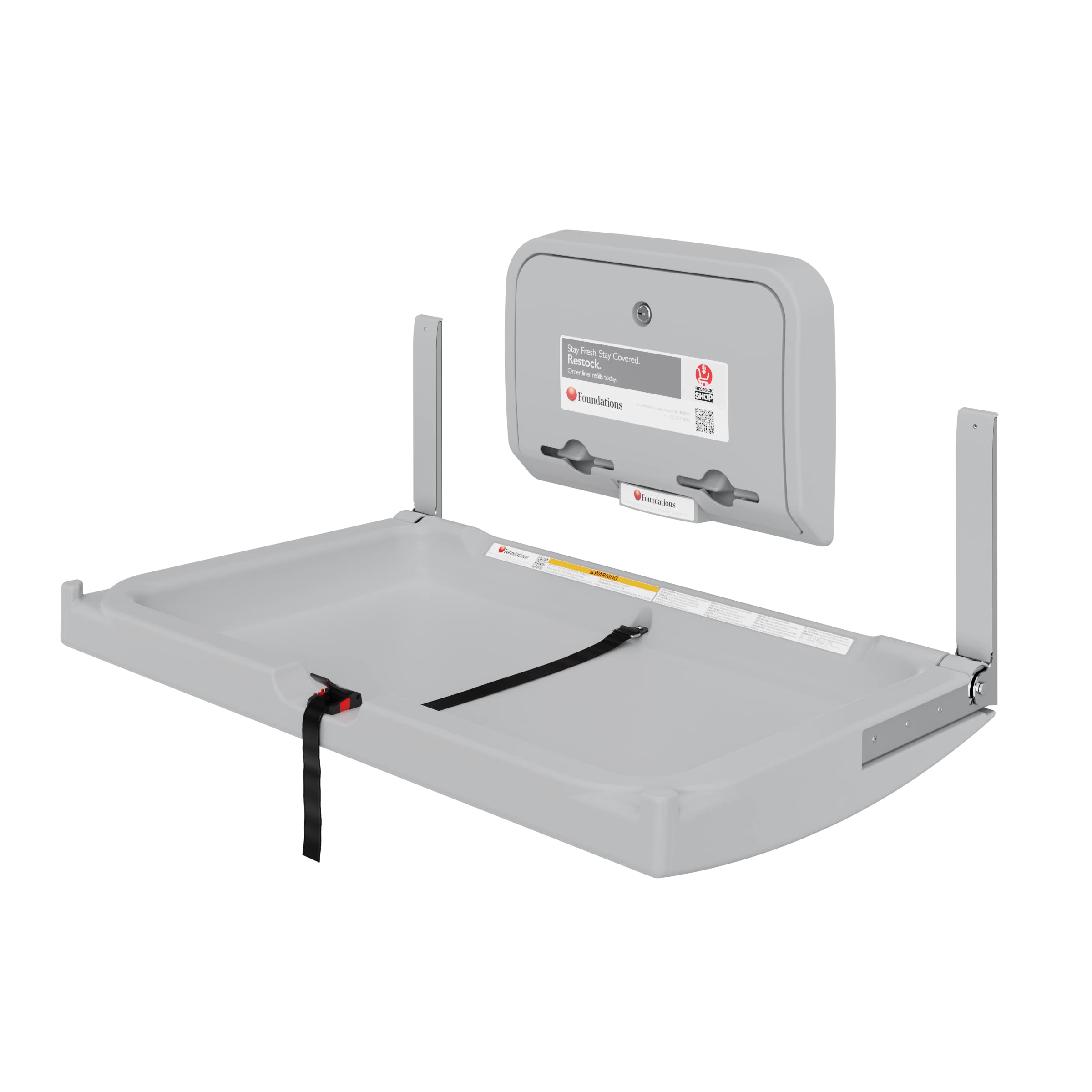 Foundations 300-EHLD-01 Heavy Duty Stainless Steel Wall Mounted Baby Changing Station with Liner Dispenser - Made in USA, Gray | Ideal for Daycares, Restrooms & Public Spaces