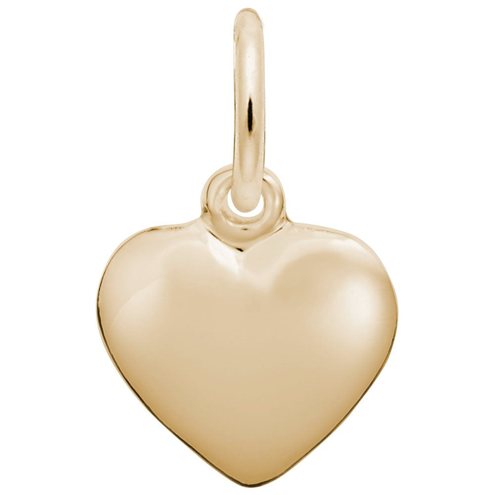 14K Yellow Gold Small Puffy Heart Charm Pendant - Dainty Delicate Jewelry for Women - Perfect for Necklace, Bracelet & Gift Giving
