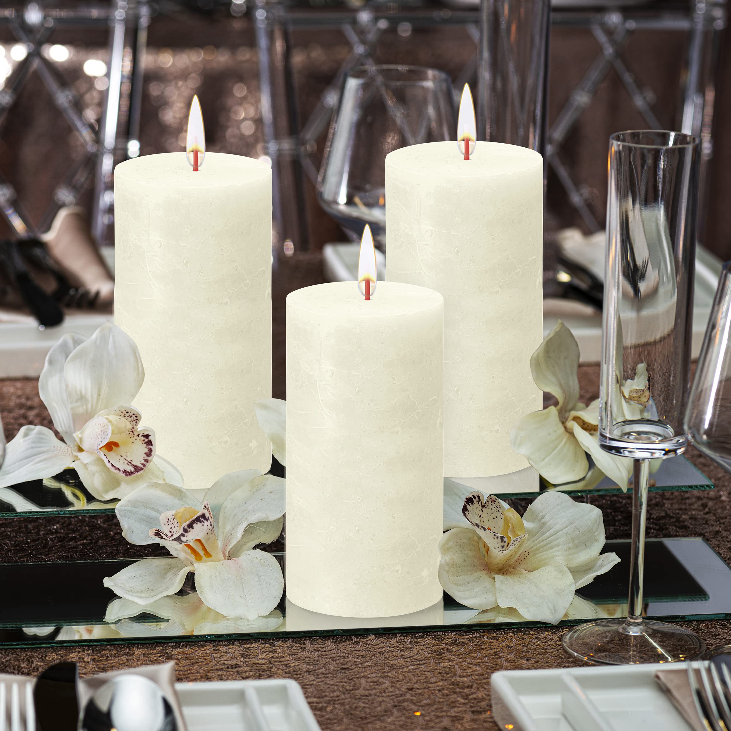 BOLSIUS 4 Pack Ivory Rustic Pillar Candles 2.75x5 Inches - Premium Unscented Dripless Smokeless Candles with Natural Plant-Based Wax - 60 Hour Burn Time for Wedding, Party, Home Decor & Romantic Dinner Ambiance