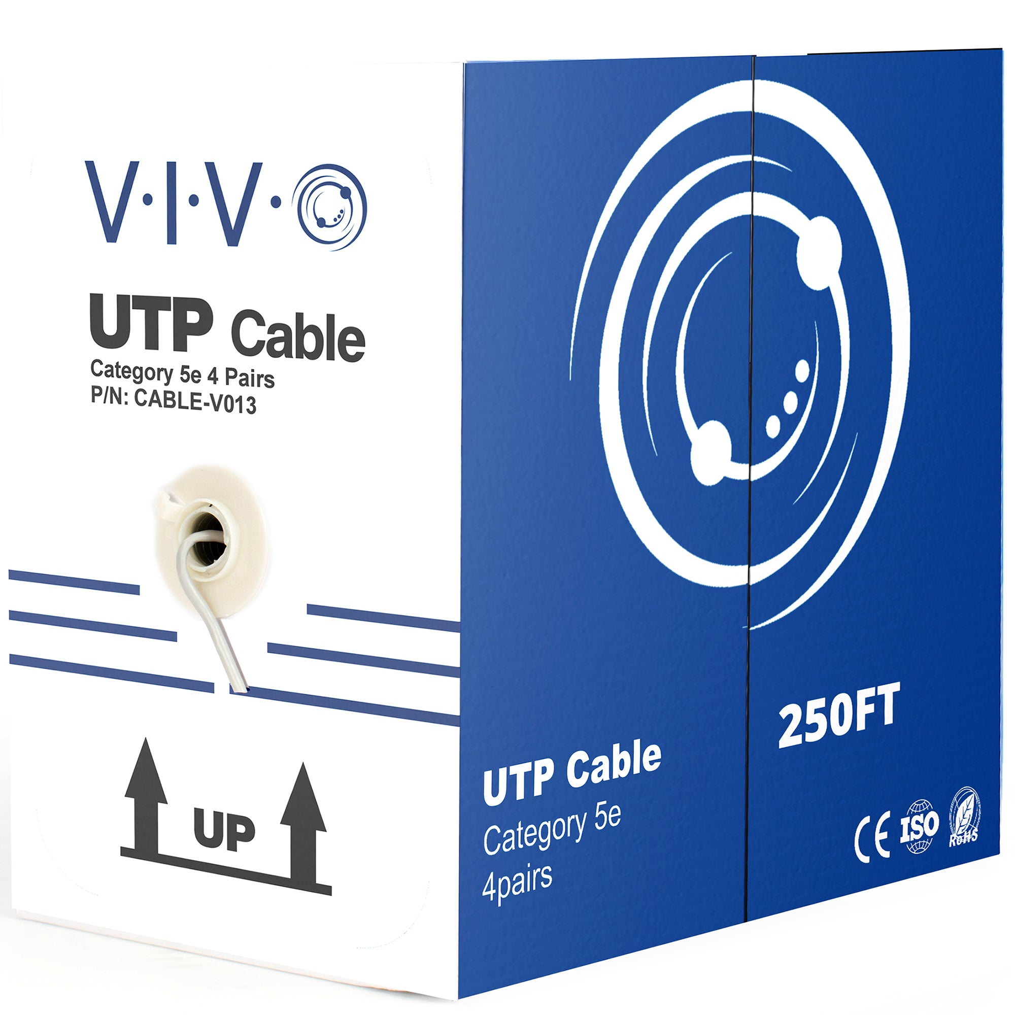 250ft Cat5e (CCA) Ethernet Cable - High-Speed Network Cable for Home, Office & Gaming - Bulk LAN Cable for Internet, Router, Modem & PC Connections