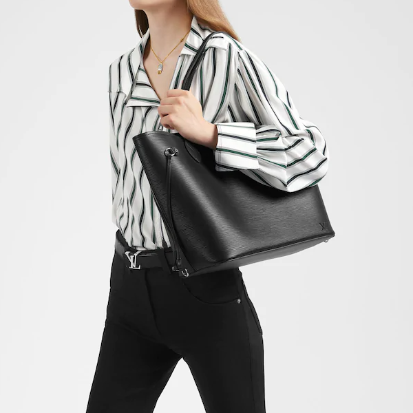 Authentic Louis Vuitton Neverfull MM Epi Leather Tote Bag in Black - Luxury Handbag for Women, Perfect for Work, Travel & Everyday Use