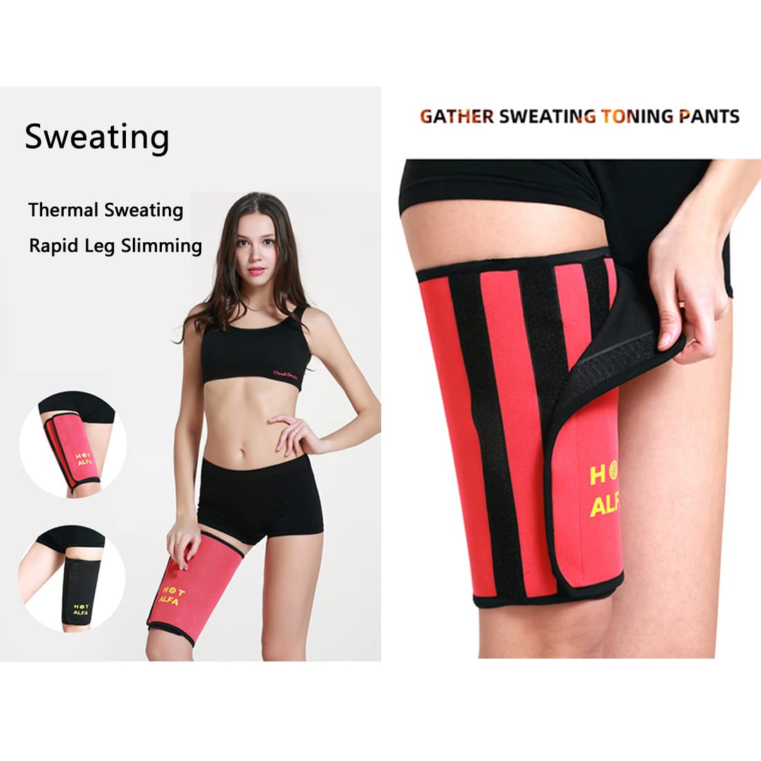 2 Pack Thigh Trimmer Wraps - Sweat Bands for Women & Men, Athletic Compression Thigh Support for Workout, Fitness & Weight Loss - Boosts Sweat & Heat to Maximize Exercise Results - Perfect for Gym, Running & Home Workouts