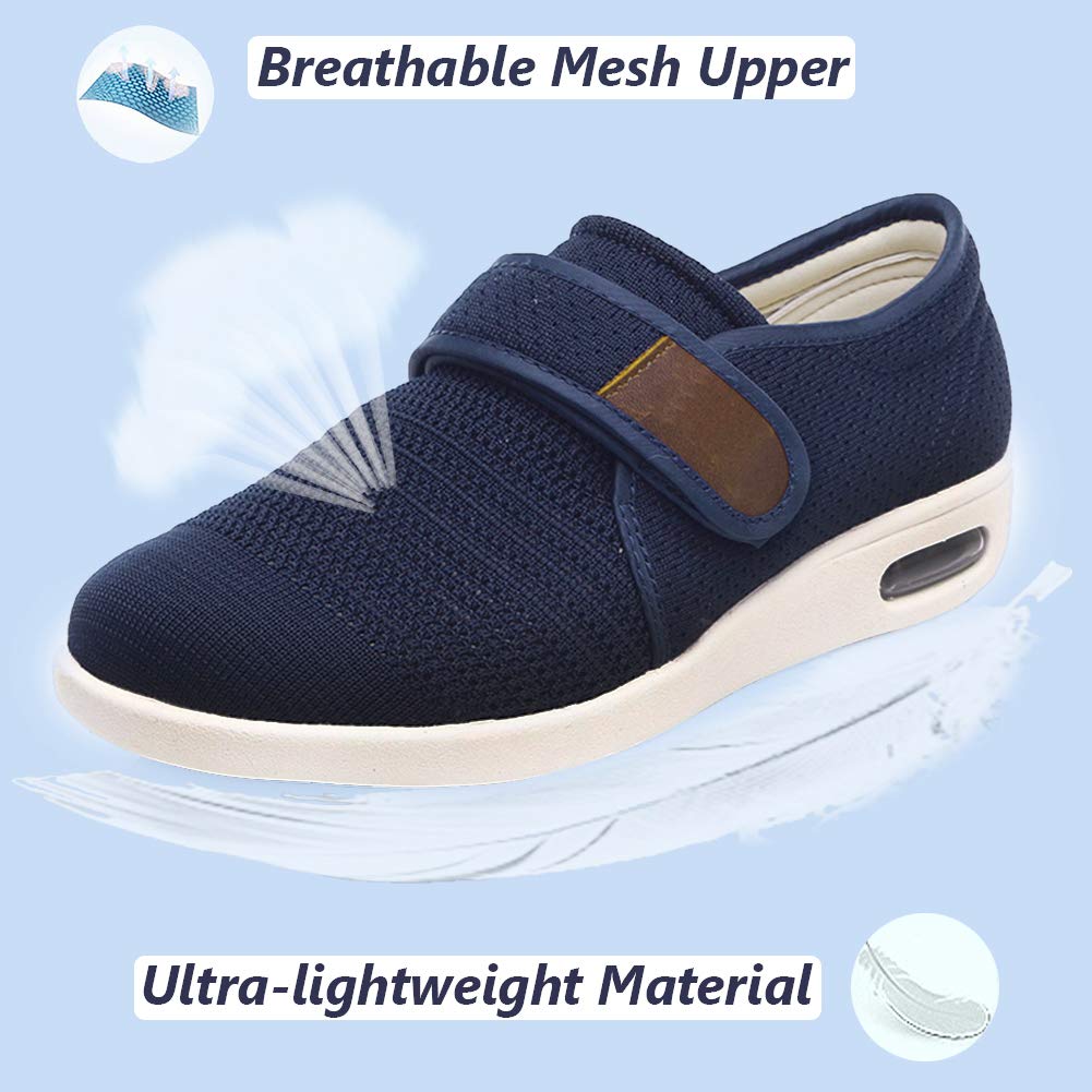W&LESVAGO Men's Diabetic Shoes with Adjustable Closures - Lightweight Non-Slip Wide Width Walking Shoes for Elderly, Edema, Plantar Fasciitis & Arthritis - Comfortable Footwear for Swollen Feet Relief - Ideal for Daily Walking, Nursing & Medical Use