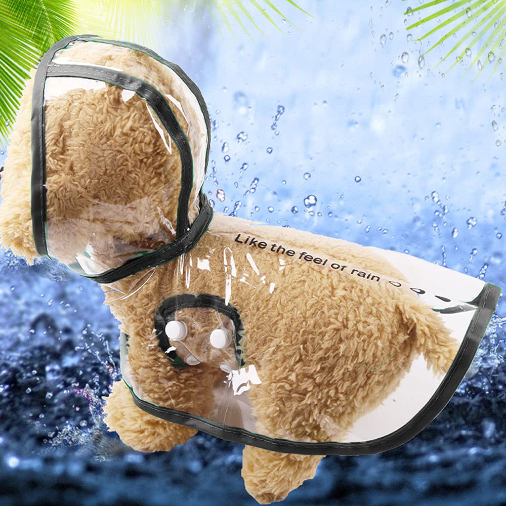 Waterproof Clear Dog Raincoat with Hood - Transparent Poncho for Small & Medium Dogs & Cats - Skin-Like Touch & Lotus Leaf Condensation Resistant - Perfect for Rainy Walks, Outdoor Adventures & Pet Travel