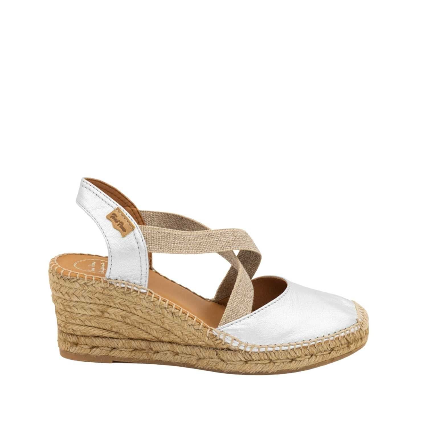 Women's Plain Leather Wedge Espadrilles - Comfortable Summer Sandals for Casual Outings & Beach Vacations | Saba P