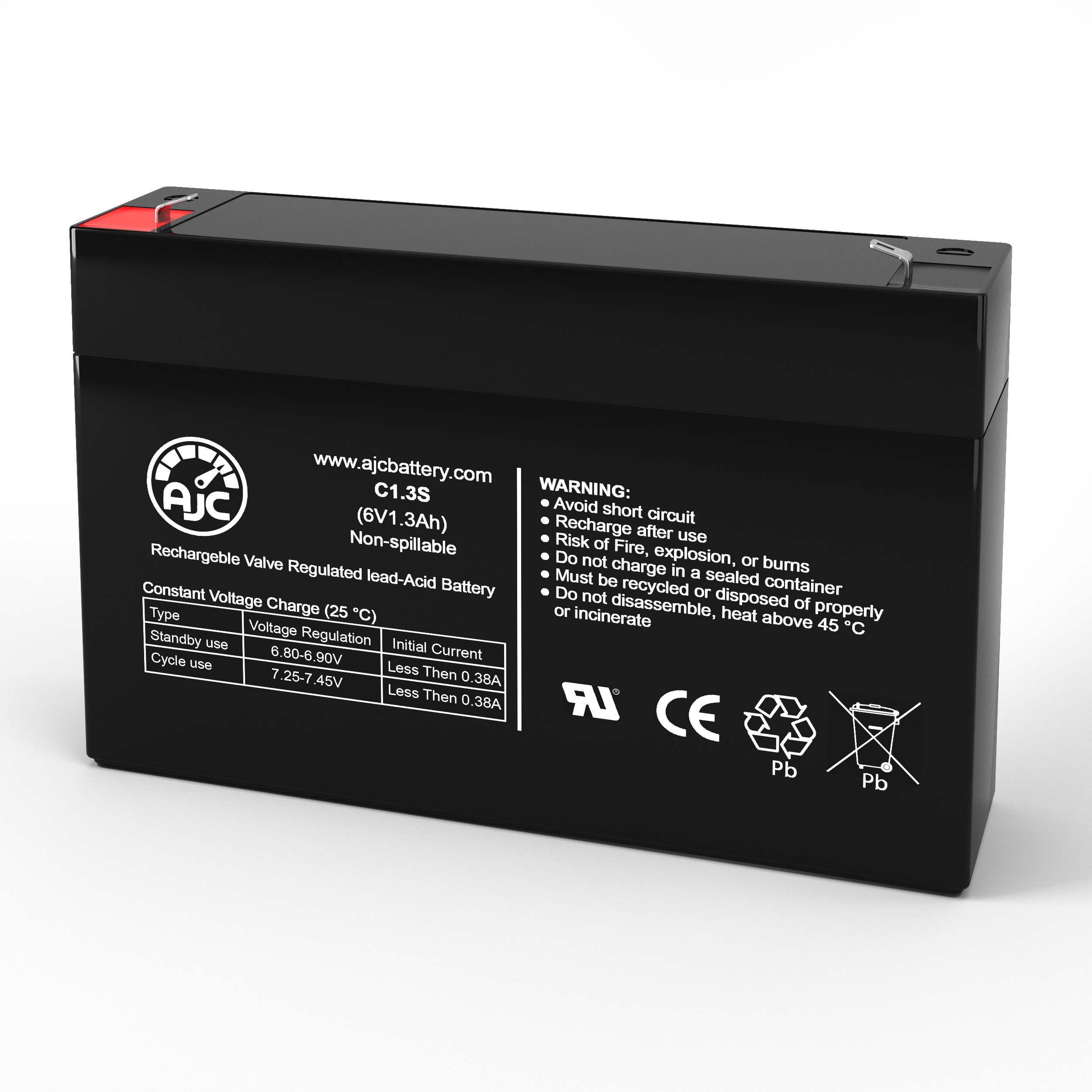 AJC 6V 1.3Ah Sealed Lead Acid Replacement Battery for Alexander G612 - Compatible with Security Systems, Emergency Lights & Backup Power Applications