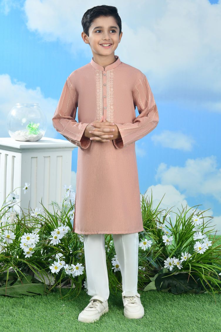 Blended Orange Special Kurta by J. Junaid Jamshed - Stylish Pakistani Traditional Dress for Men - Perfect for Eid, Weddings & Festive Occasions