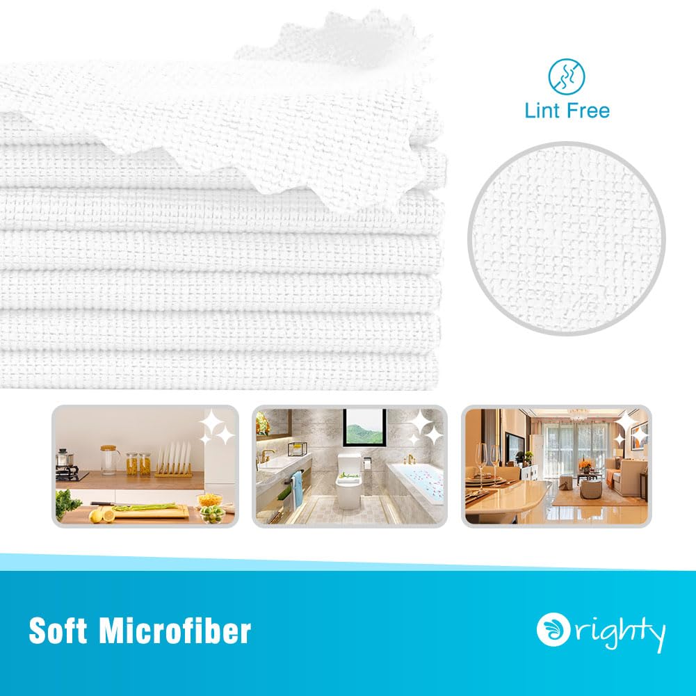 Orighty 100-Pack Reusable Microfiber Cleaning Cloths - 11.5''x11.5'' Lint-Free Shop Towels for Cars, Automotive, Mechanic & Kitchen Use | Bulk Multi-Purpose Cleaning Rags for Home, Garage & Workshop (White)