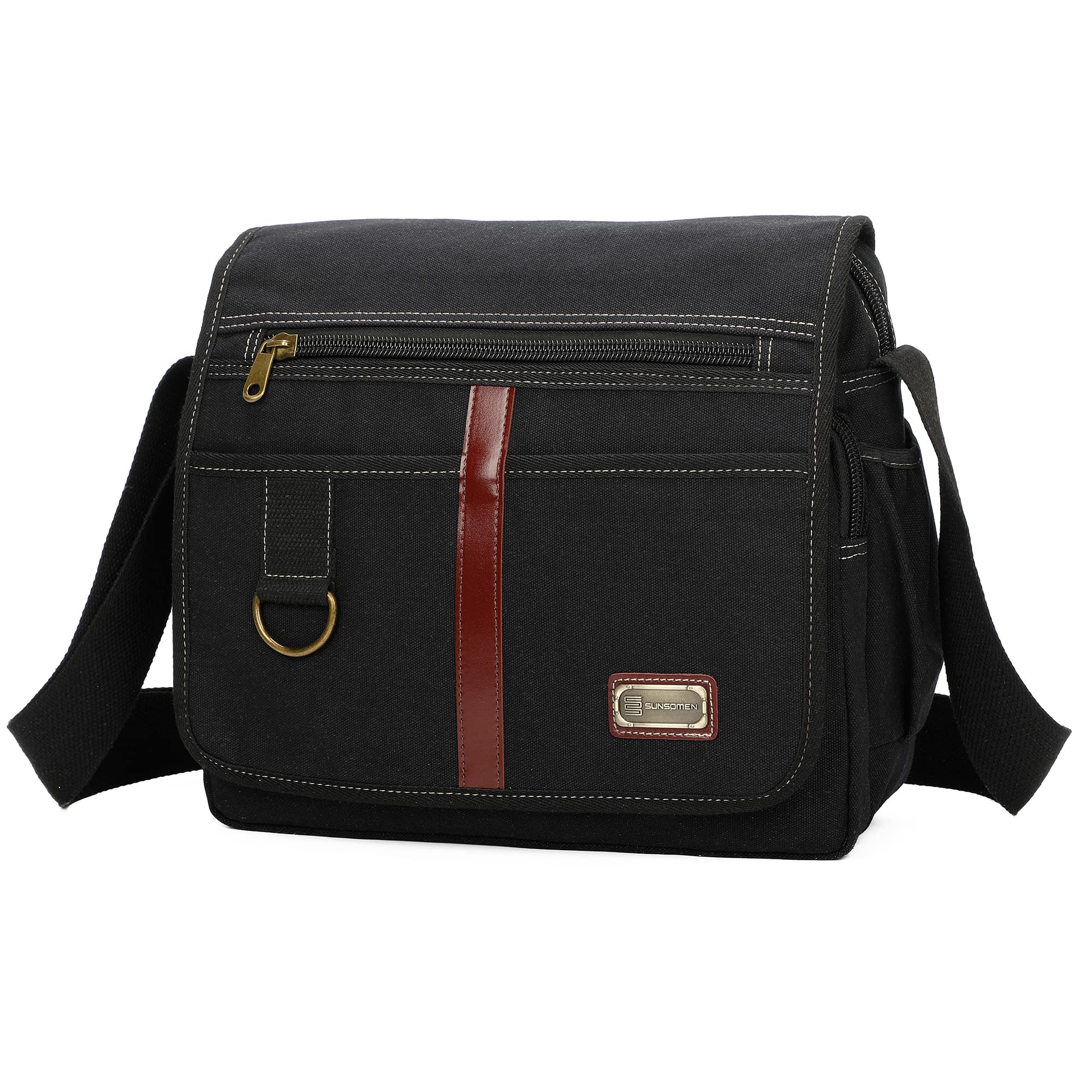 Durable 14inch Canvas Messenger Bag - Crossbody Shoulder Satchel with Water Bottle Pocket | Perfect for Work, Travel & School