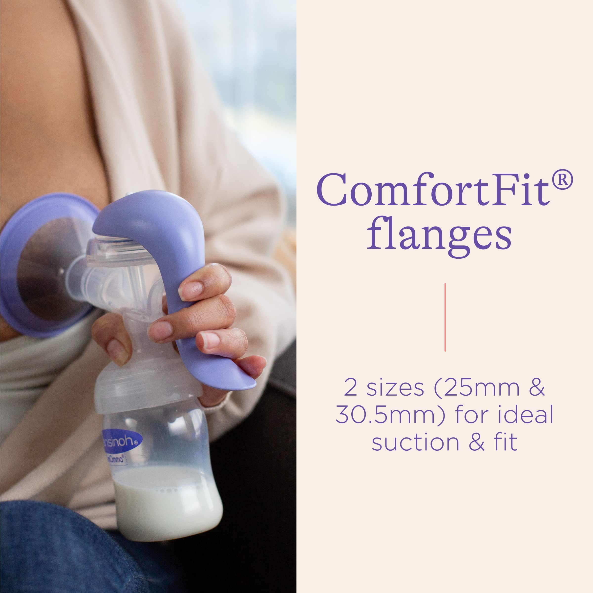 Lansinoh Manual Breast Pump - Comfortable Hand Pump for Breastfeeding Moms | Portable & Silent for Home, Office & Travel Use