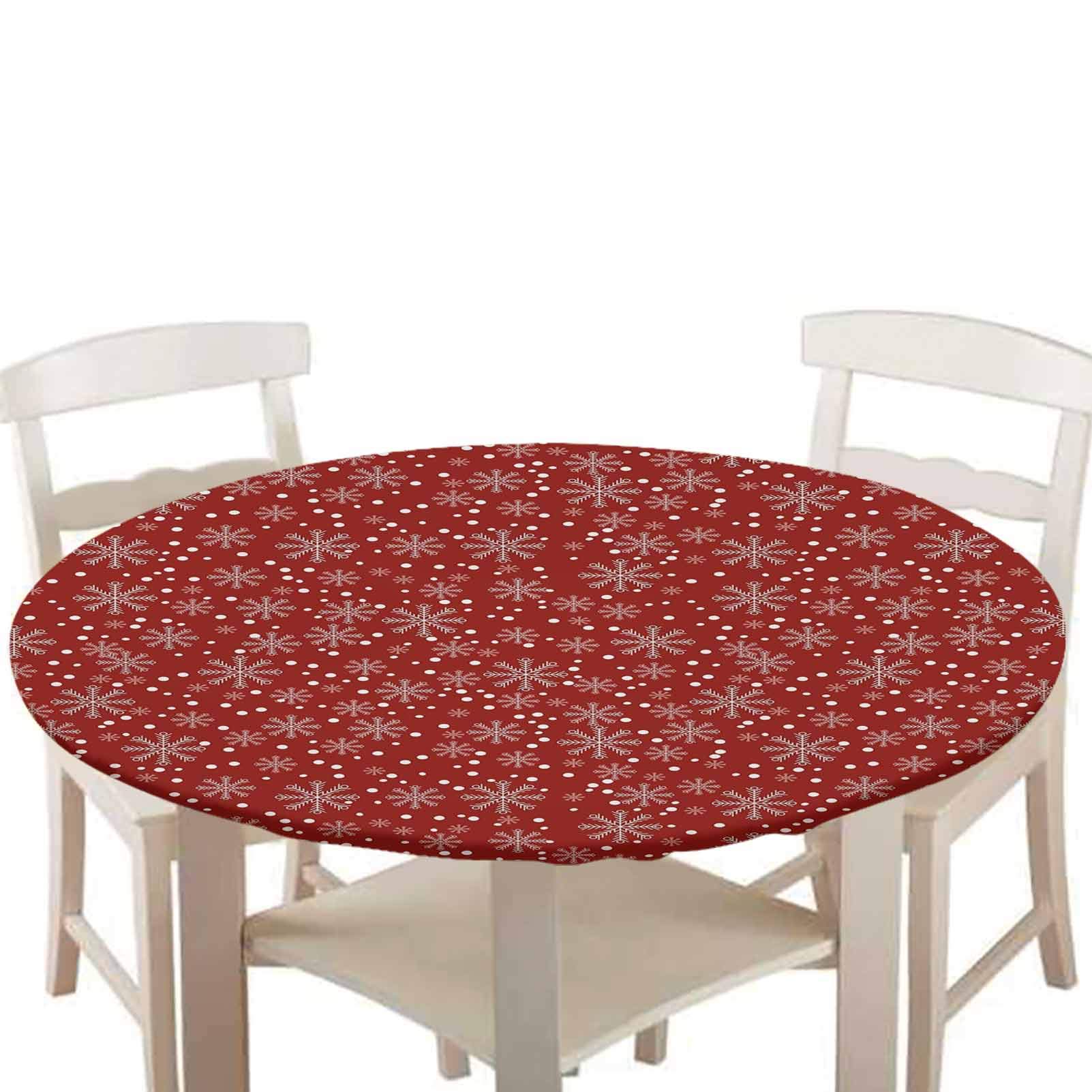Festive Winter Holiday Snowflake Elastic Polyester Table Cover - Fits 40