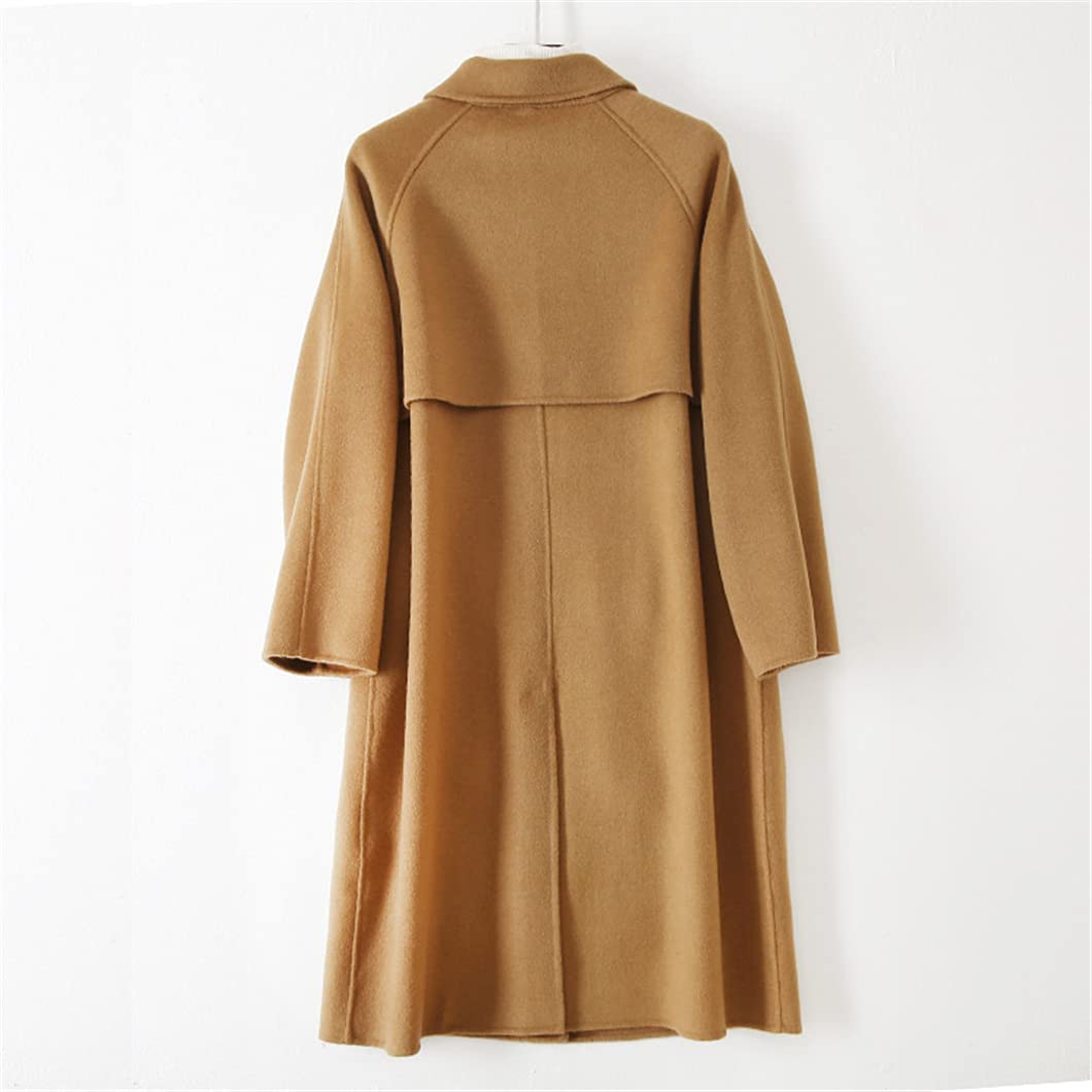 Women's Double-Sided Wool Coat - Solid Color Single Breasted Mid-Length Winter Coat with Pockets | Perfect for Office, Dating & Fall/Winter Fashion