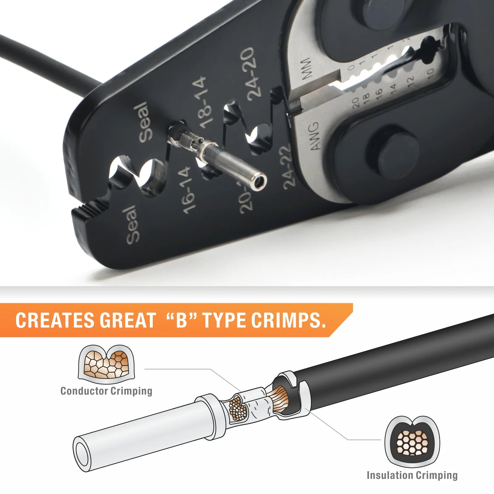 IWC 1424AB AWG24 14 Wire Crimper Tool - Weather Pack Terminals, Open Barrel Terminals, Stamped Contacts, Wire Stripper & Cutter - Perfect for Automotive, Marine & Electrical Wiring Projects
