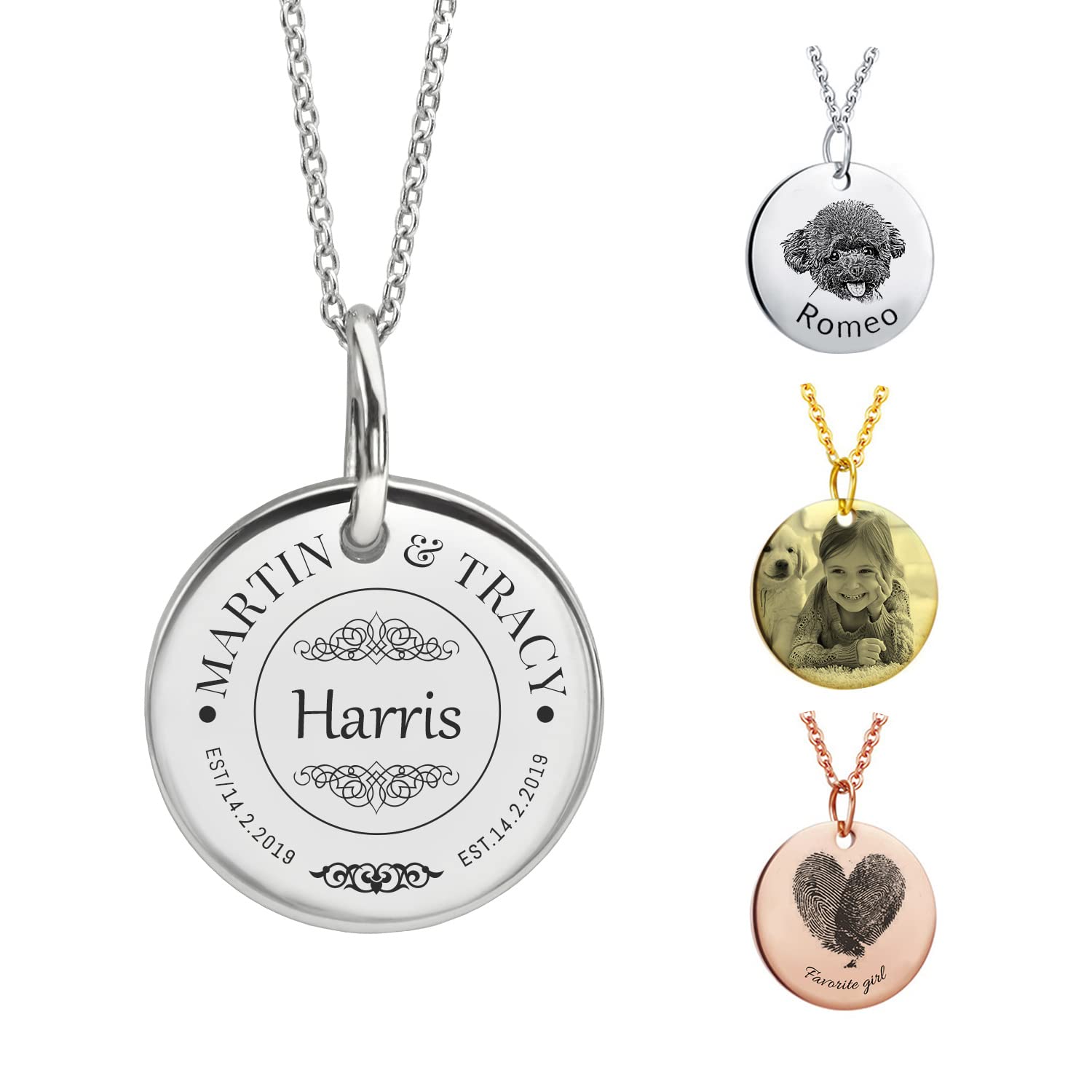Custom Handmade Personalized Name & Photo Necklaces - Unique Engraved Jewelry Gifts for Women & Men | Perfect for Christmas, Valentine's Day, Anniversaries & Birthdays | Romantic Keepsake & Fashion Accessory