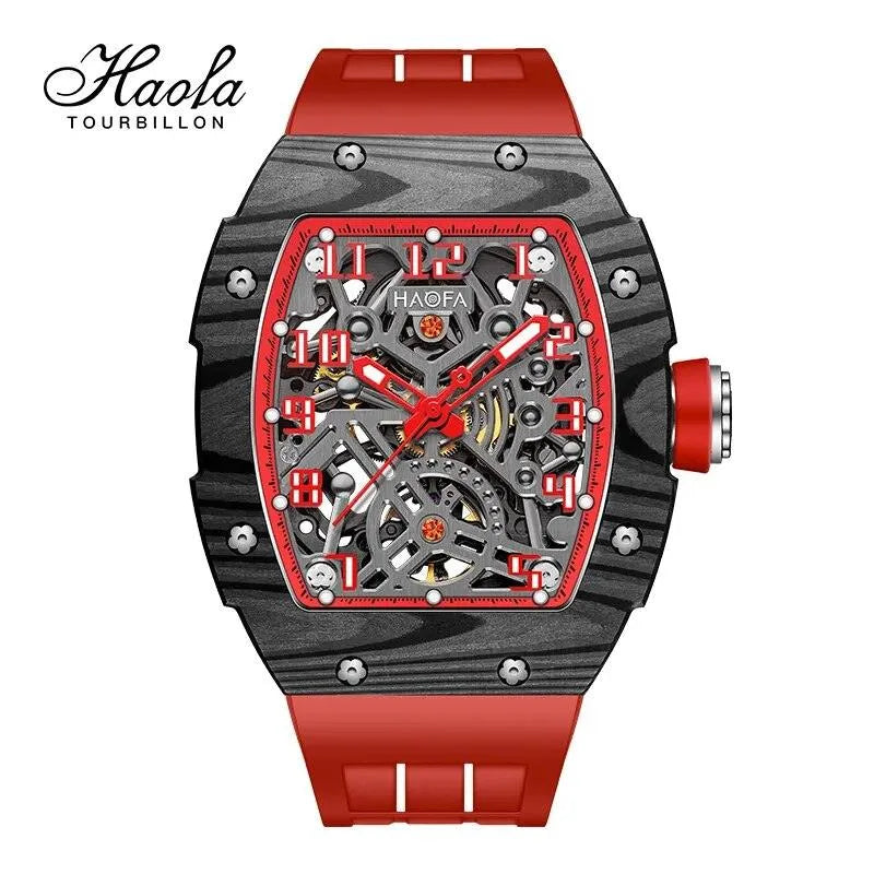 Premium Automatic Skeleton Watch for Men - Sapphire Crystal, Waterproof, Luminous, Carbon Fiber Mechanical Watch - Luxury Business Dress Watch for Formal Occasions & Everyday Wear