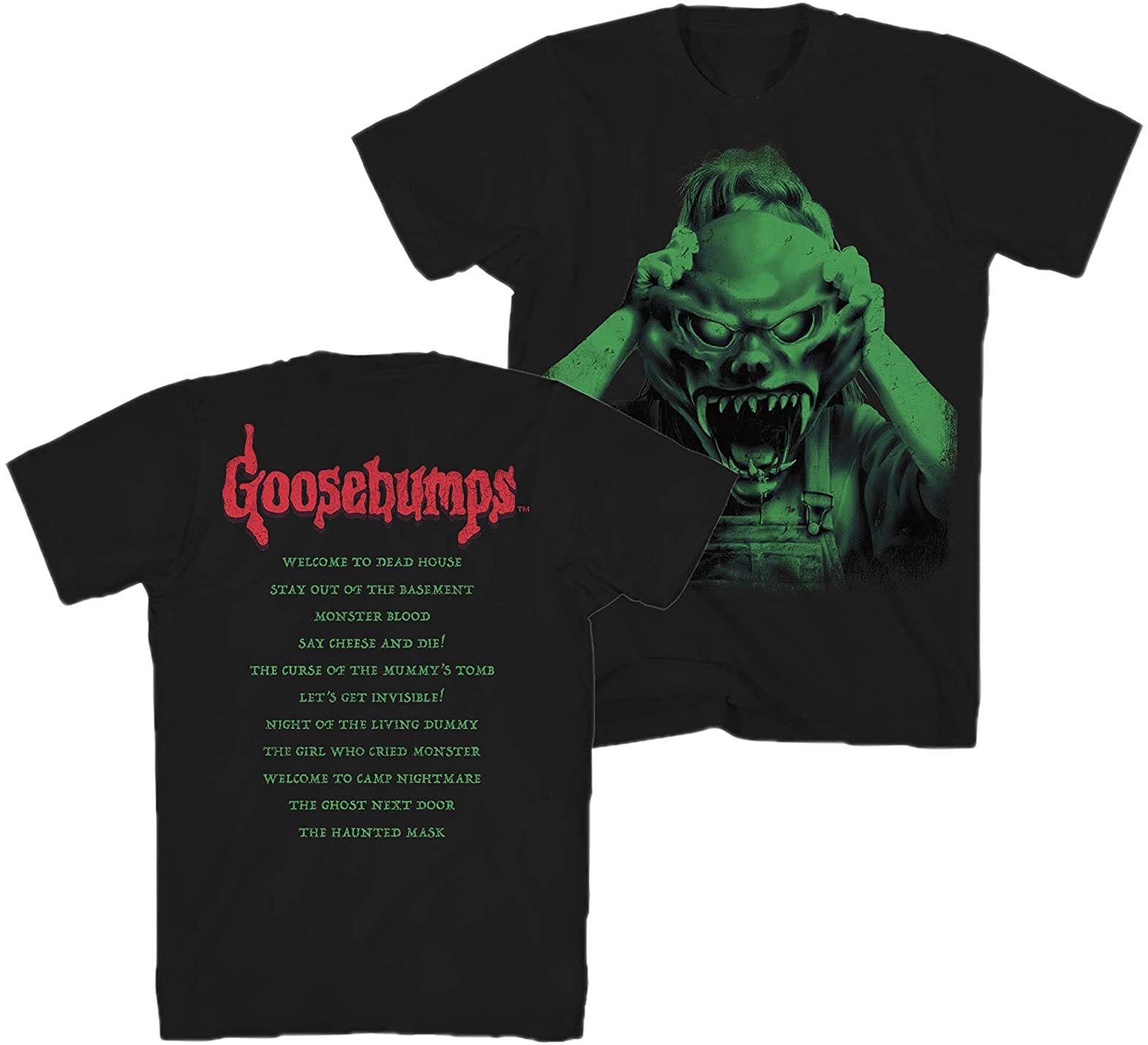 Men's Horror Mask Graphic Print T-Shirt - Front & Back Design - Perfect for Halloween, Cosplay, and Horror Movie Nights