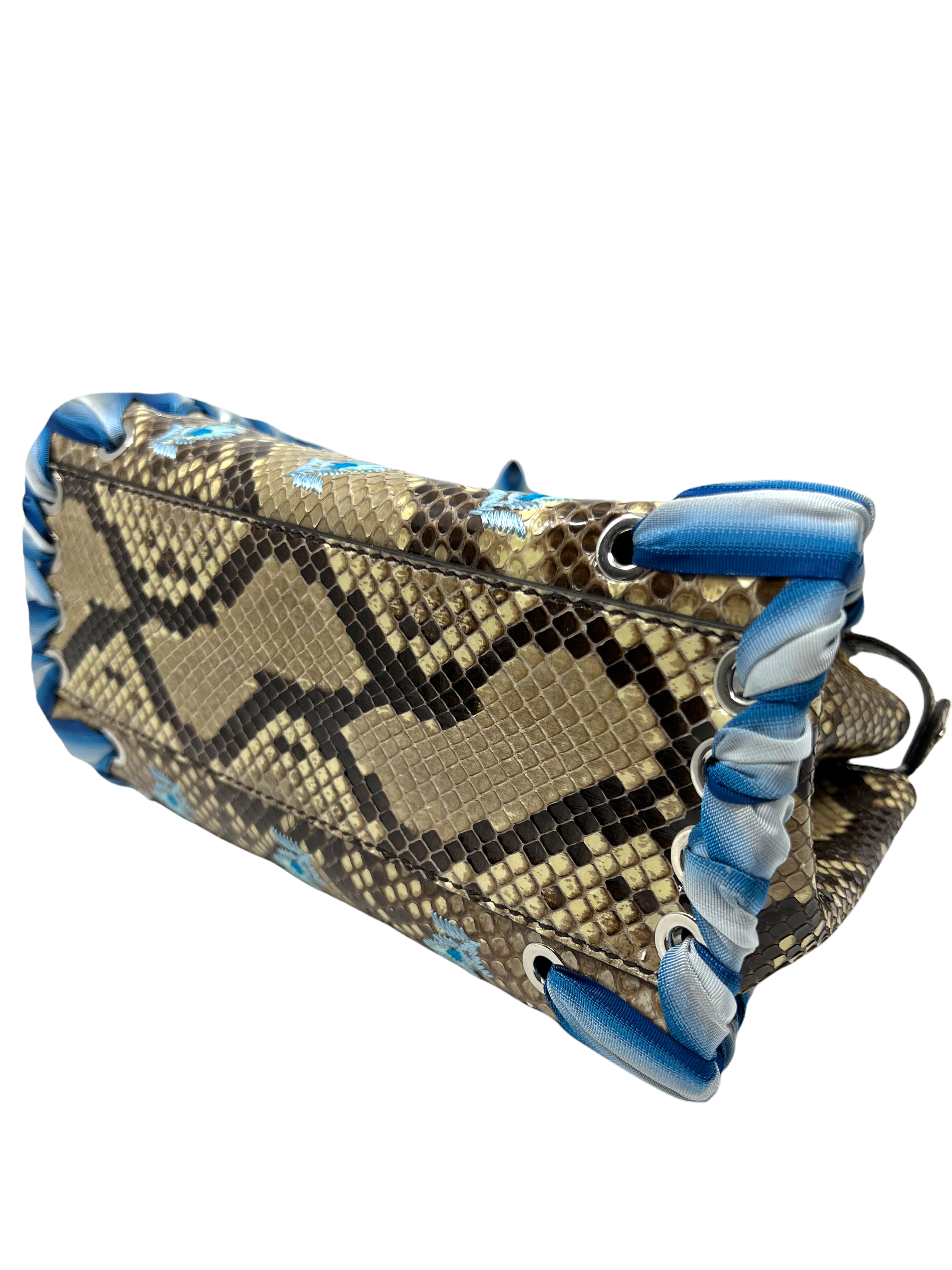 FENDI Peekaboo Mini Whipstitched Embroidered Python Leather Shoulder Bag - Luxury Designer Handbag for Women, Perfect for Parties, Dates & Special Occasions