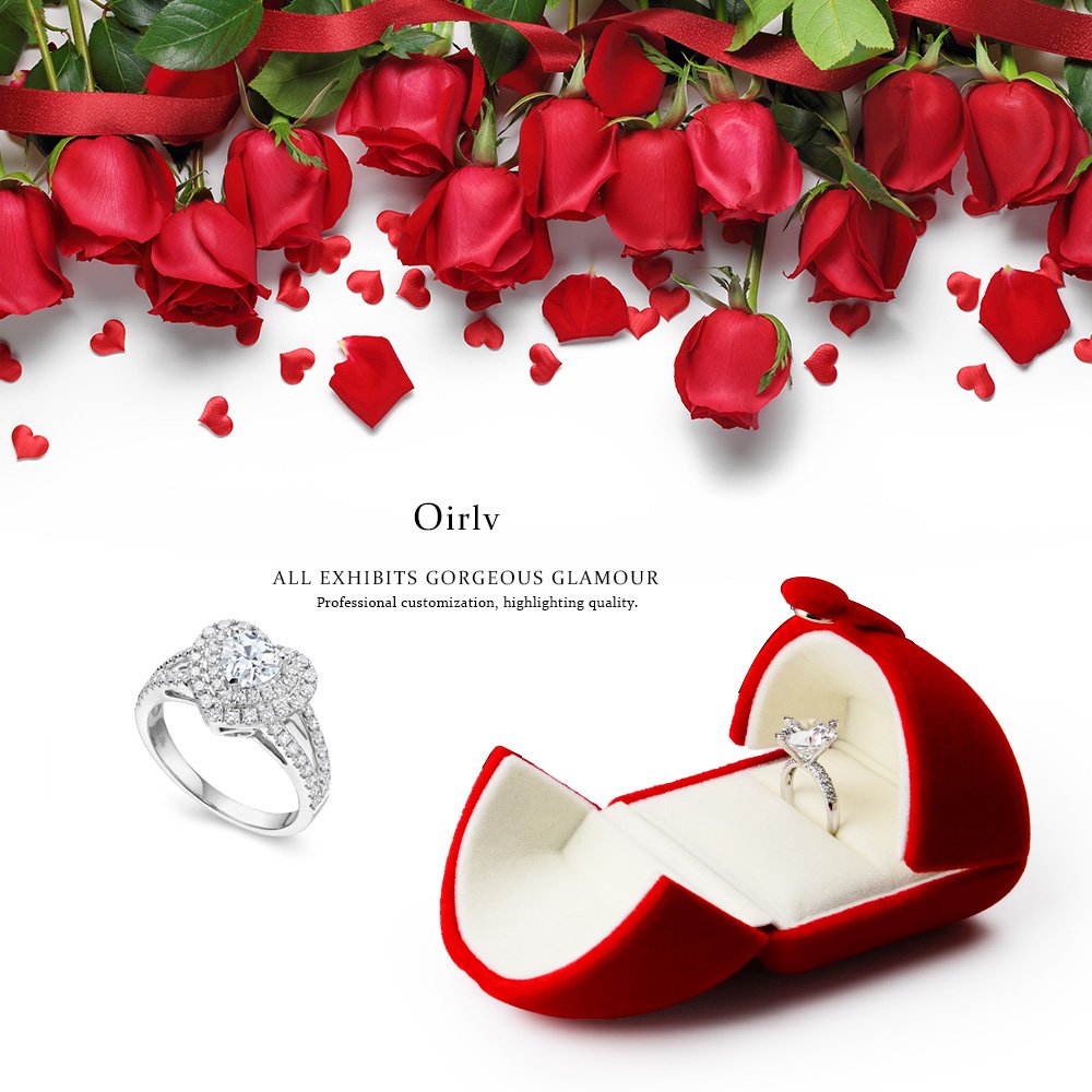 Oirlv Red Velvet Ring Box - Premium Jewelry Gift for Proposal & Wedding