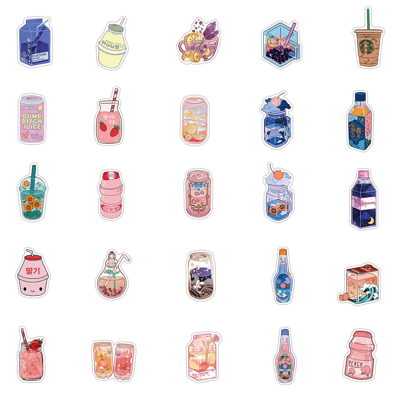 50Pcs Cute Cartoon Waterproof Vinyl Stickers - Aesthetic VSCO Decals for Water Bottles, Hydro Flasks, Laptops, Phones, Skateboards | Perfect for DIY Decoration, School Supplies, Travel Accessories & Gift Giving