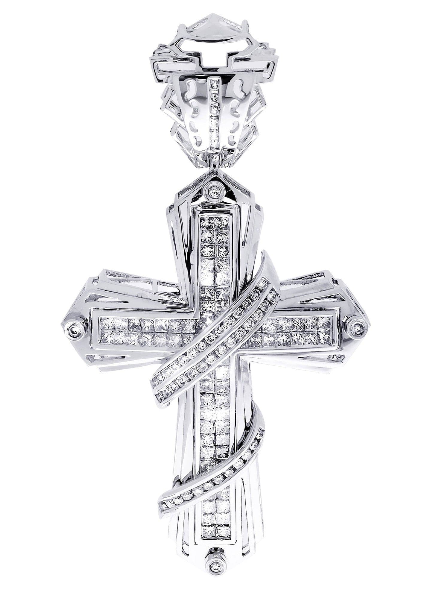 3.65 Carat Diamond Cross Pendant Necklace - 19.83 Grams Solid Gold Religious Jewelry for Women - Perfect for Baptism, First Communion & Special Occasions