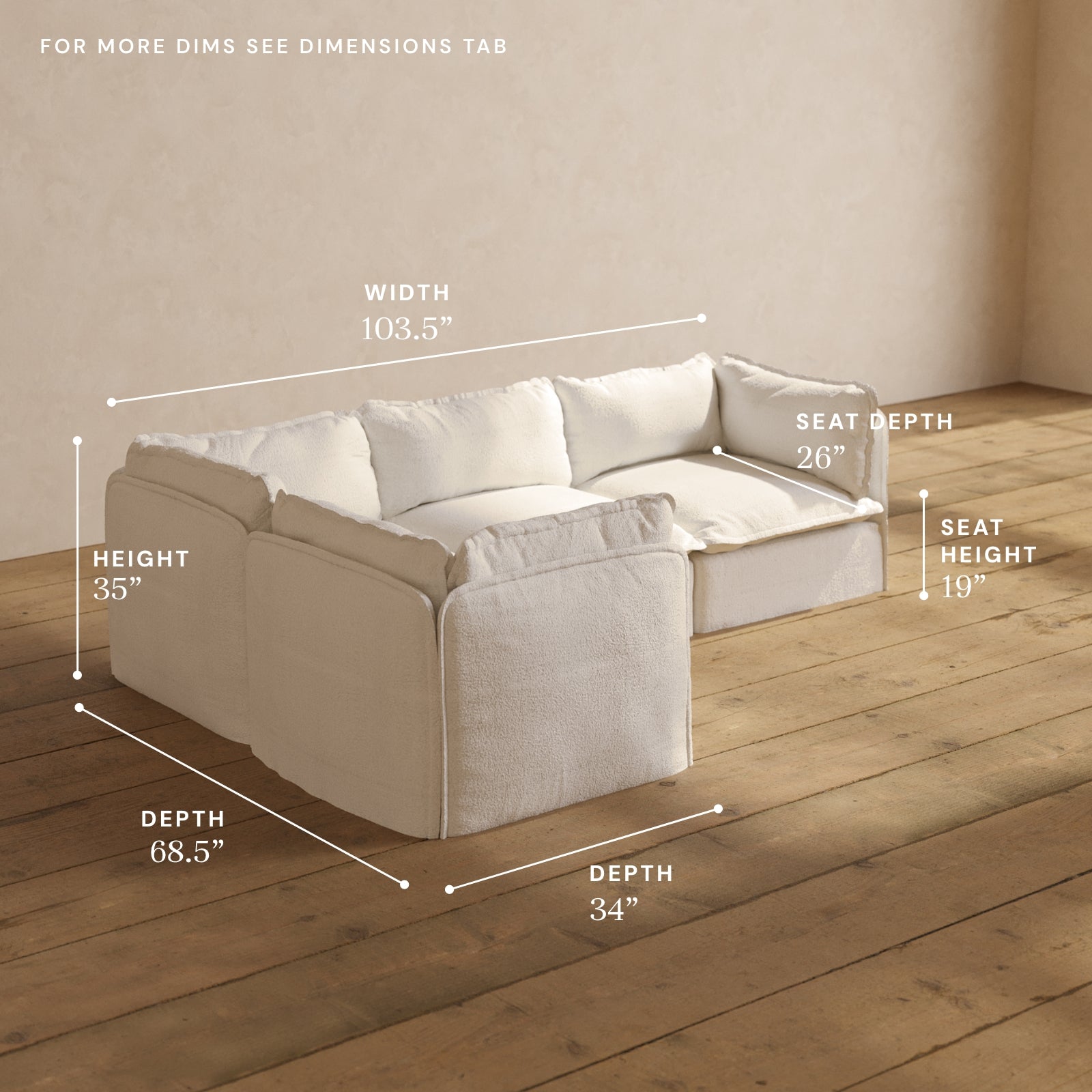 Modular Performance 4-Seater Corner Sectional Sofa in Mousse Fabric | Luxury Blend for Living Room, Family Room & Home Theater