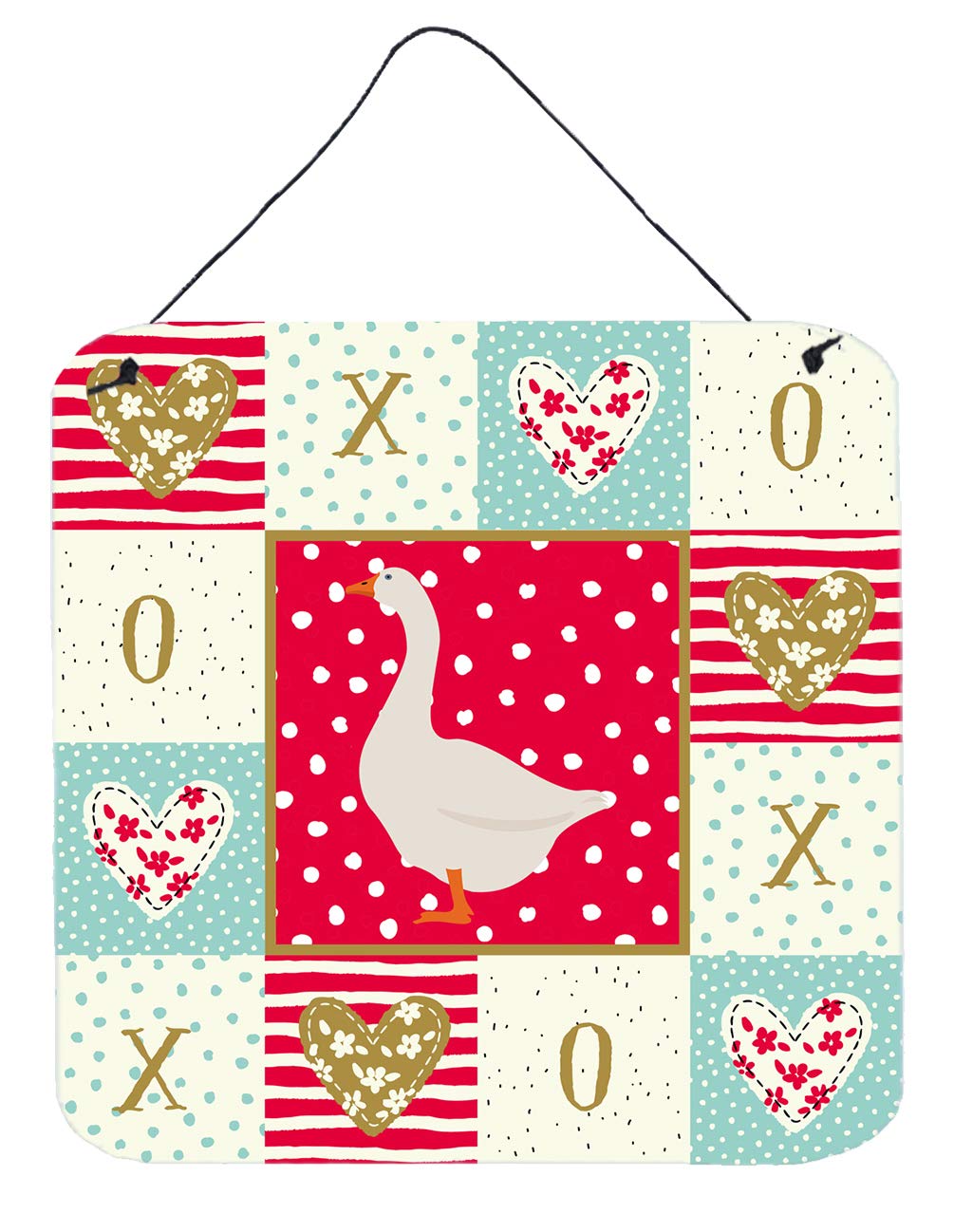 Caroline's Treasures CK5319DS66 Embden Goose Love Wall Decor - 6x6 Inch Red Aluminum Metal Sign for Kitchen, Bar, Bathroom & Home - Multicolor Hanging Print for Doors & Walls - Perfect for Farmhouse, Rustic & Vintage Style Decor