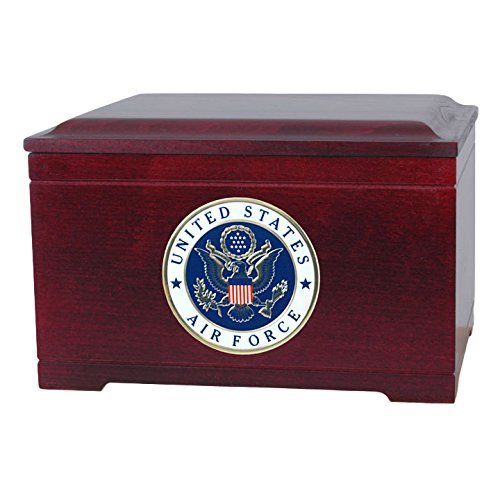 Handcrafted Rosewood Military Cremation Urn - Air Force Memorial Keepsake Box for Ashes | Perfect for Veterans' Memorial Services & Home Display