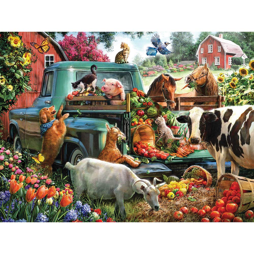 300 Piece Jigsaw Puzzle for Adults - 'Unloading The Pick-Up' by Artist Larry Jones - Large 18