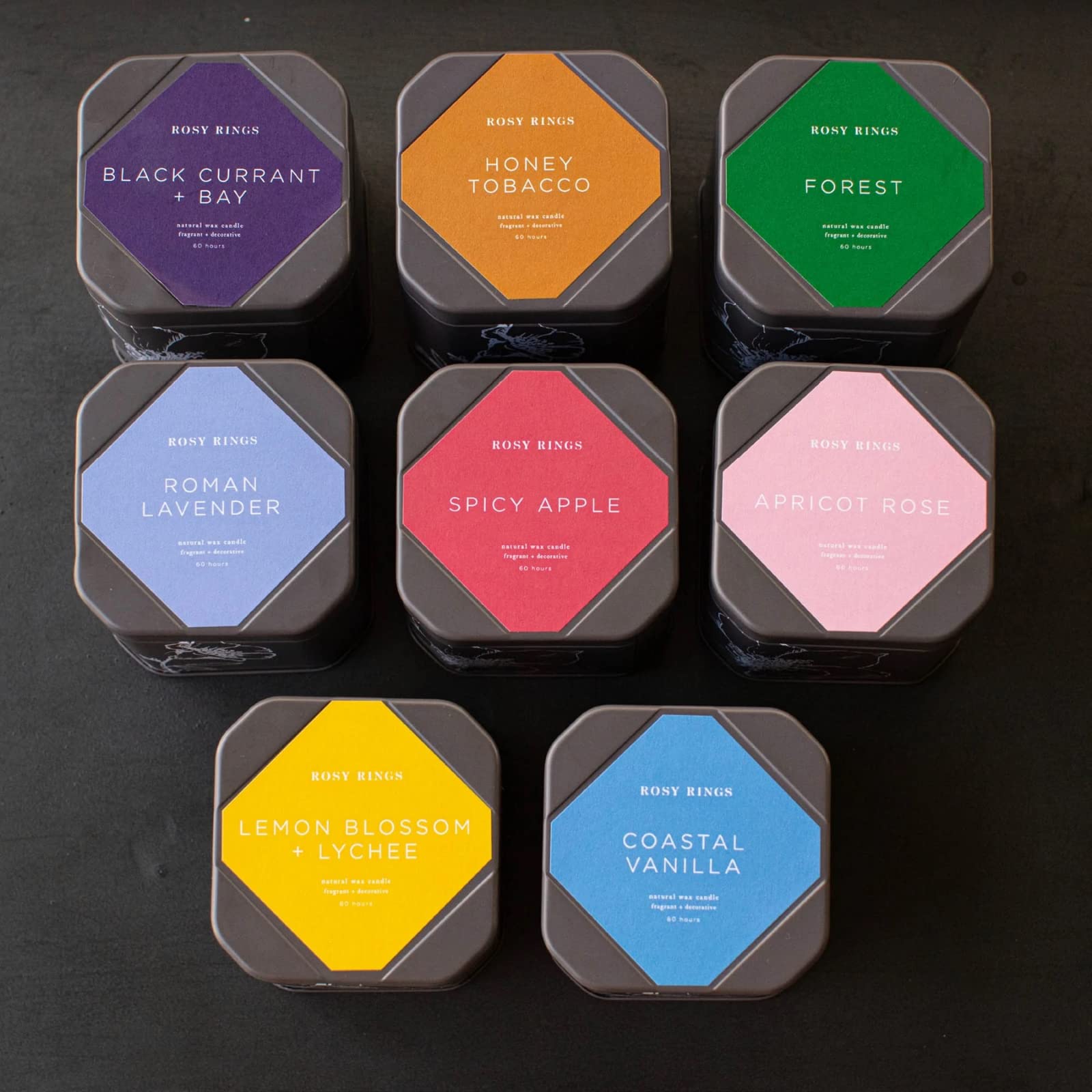 Rosy Rings Travel Tin Candle - 9oz Aromatherapy Scented Candle for Relaxation, Long-Lasting Luxury Home Fragrance, Perfect Candle Gift Set for Spa, Yoga & Meditation (Forest Scent)
