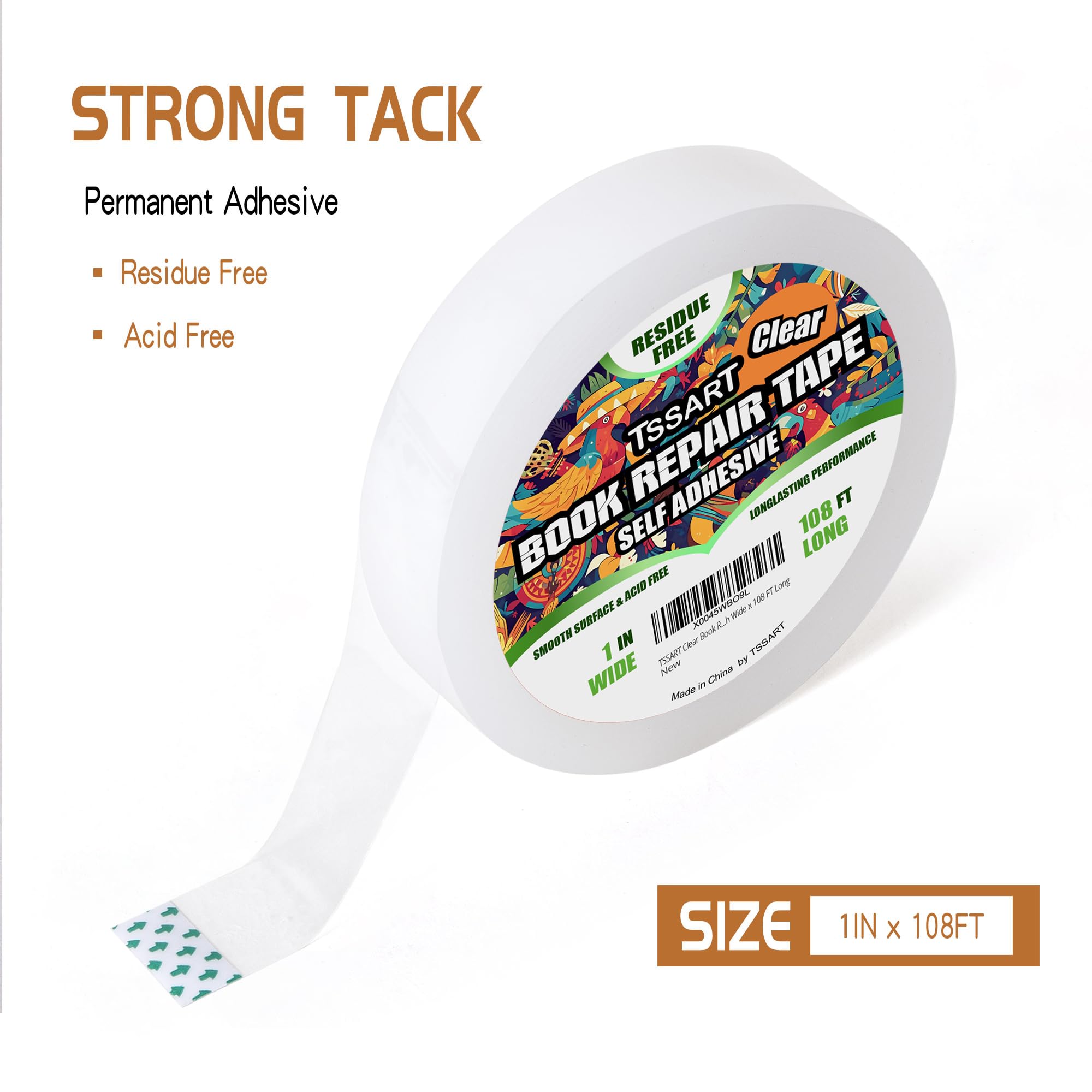 Clear Book Repair Tape - Self-Adhesive Stretchable Book Binding Tape, 1 Inch x 108 FT - Reinforce & Protect Old Books, Magazines, Comics - Perfect for Library, School & Home Book Restoration Projects