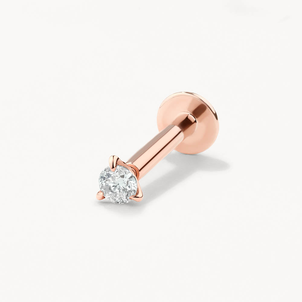 10k Rose Gold Micro Diamond Helix Single Stud Earring – Dainty & Elegant Earrings for Women, Perfect for Everyday Wear & Special Occasions