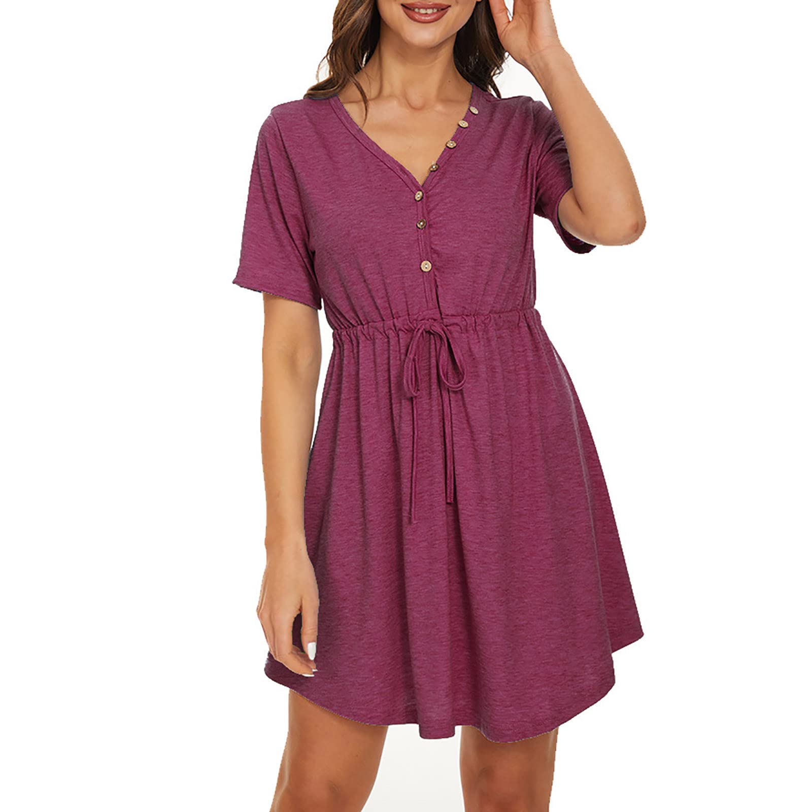 Women's Summer Mini Dress - Casual Sexy V-Neck Flowy Swing Sleeveless Dress with Loose Tie Waist A-Line Design | Perfect for Beach, Vacation, and Date Night Outfits