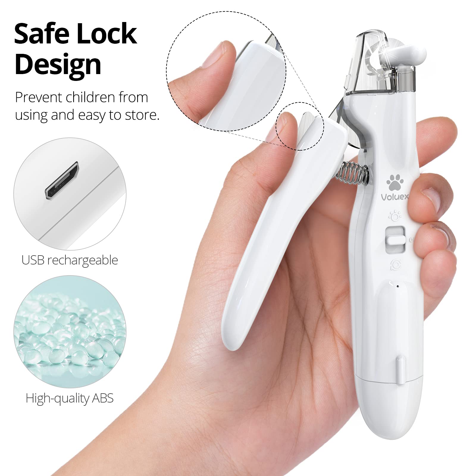 Upgraded 2-in-1 Electric Dog Nail Grinder & Clipper with LED Light - Professional Safe Pet Nail Trimmer for Large, Medium, Small Dogs & Cats - Perfect for At-Home Grooming & Smoothing Paws