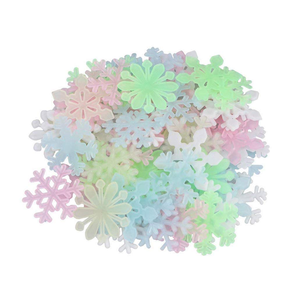50PCS Glow in The Dark Snowflake Wall Stickers for Kids - Fluorescent Bedroom Decor, Sensory Calming Strips, Fun & Relaxing Nighttime Room Decorations for Children's Bedrooms, Playrooms, and Nurseries