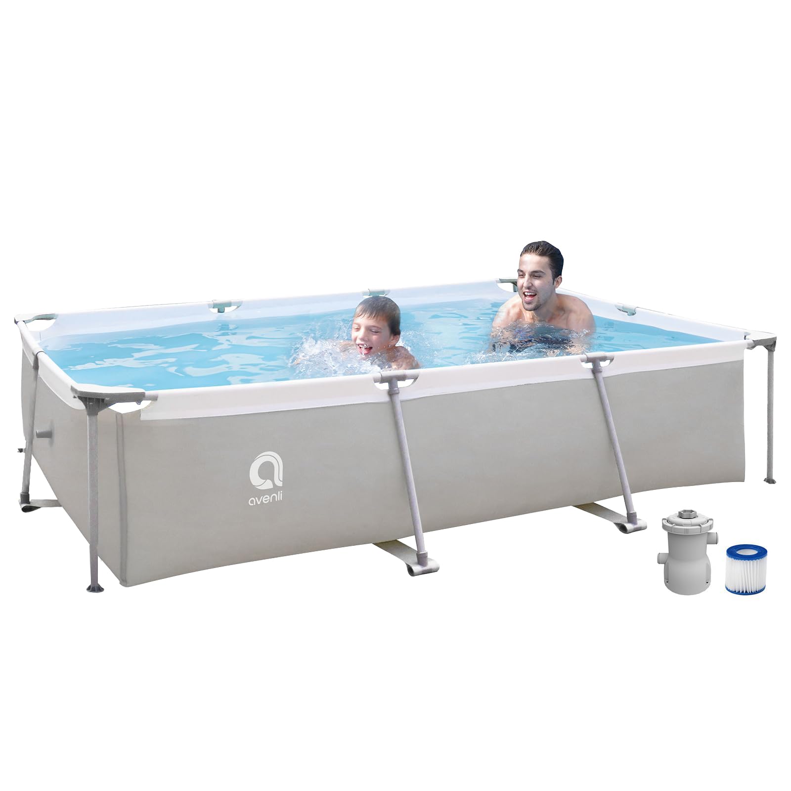 DIMAR GARDEN 10ft x 6.8ft x 25.6in Above Ground Swimming Pool with Filter Pump, Outdoor Rectangular Steel Frame Pool for Kids & Adults - Perfect for Backyard, Garden, and Summer Fun