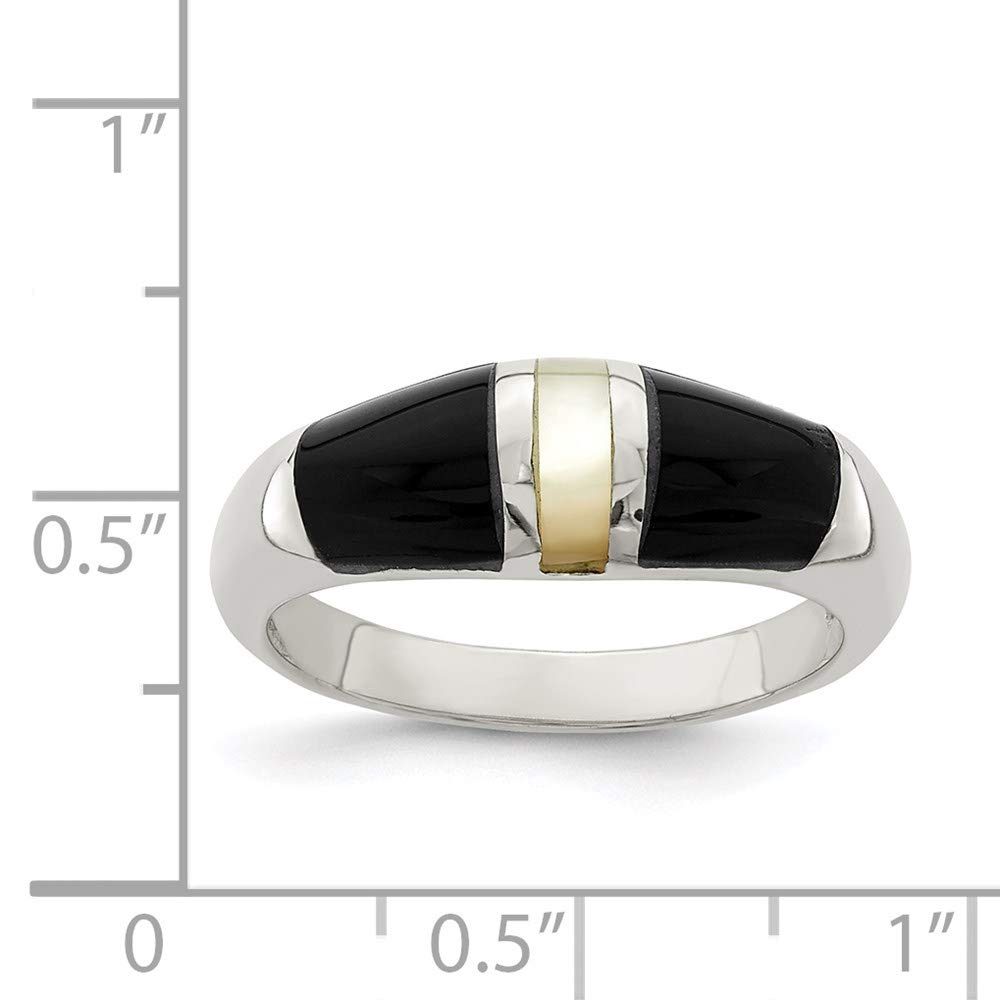 925 Sterling Silver Onyx and Mother of Pearl Ring for Women - Elegant Fine Jewelry Gift for Her - Perfect for Anniversaries, Birthdays & Special Occasions