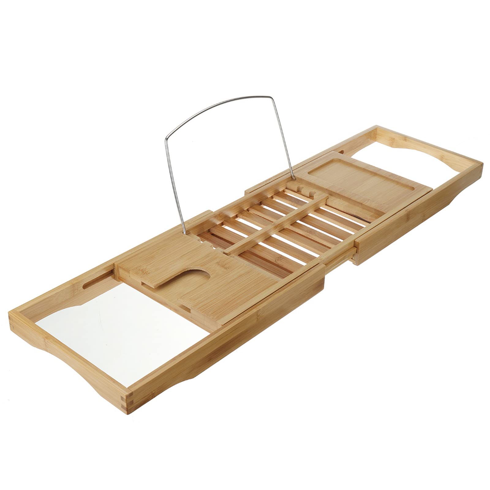 Expandable Wooden Bath Caddy Tray for Bathtub - Holds Books, Tablets, Smartphones & Wine Glasses - Perfect Relaxation Gift for Spa Lovers & Bookworms - Ideal for Bubble Baths, Reading & Wine Nights