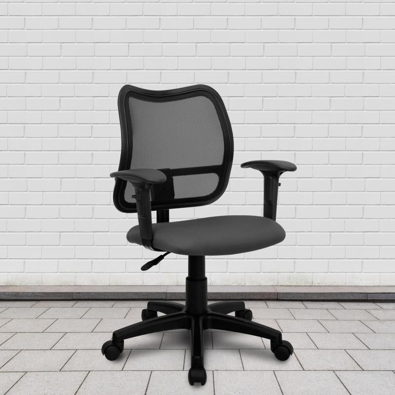 FLASH Mid Back Black Mesh Swivel Task Office Chair - Ergonomic Adjustable Height Computer Desk Chair for Home & Office Use - Perfect for Long Hours of Work or Gaming