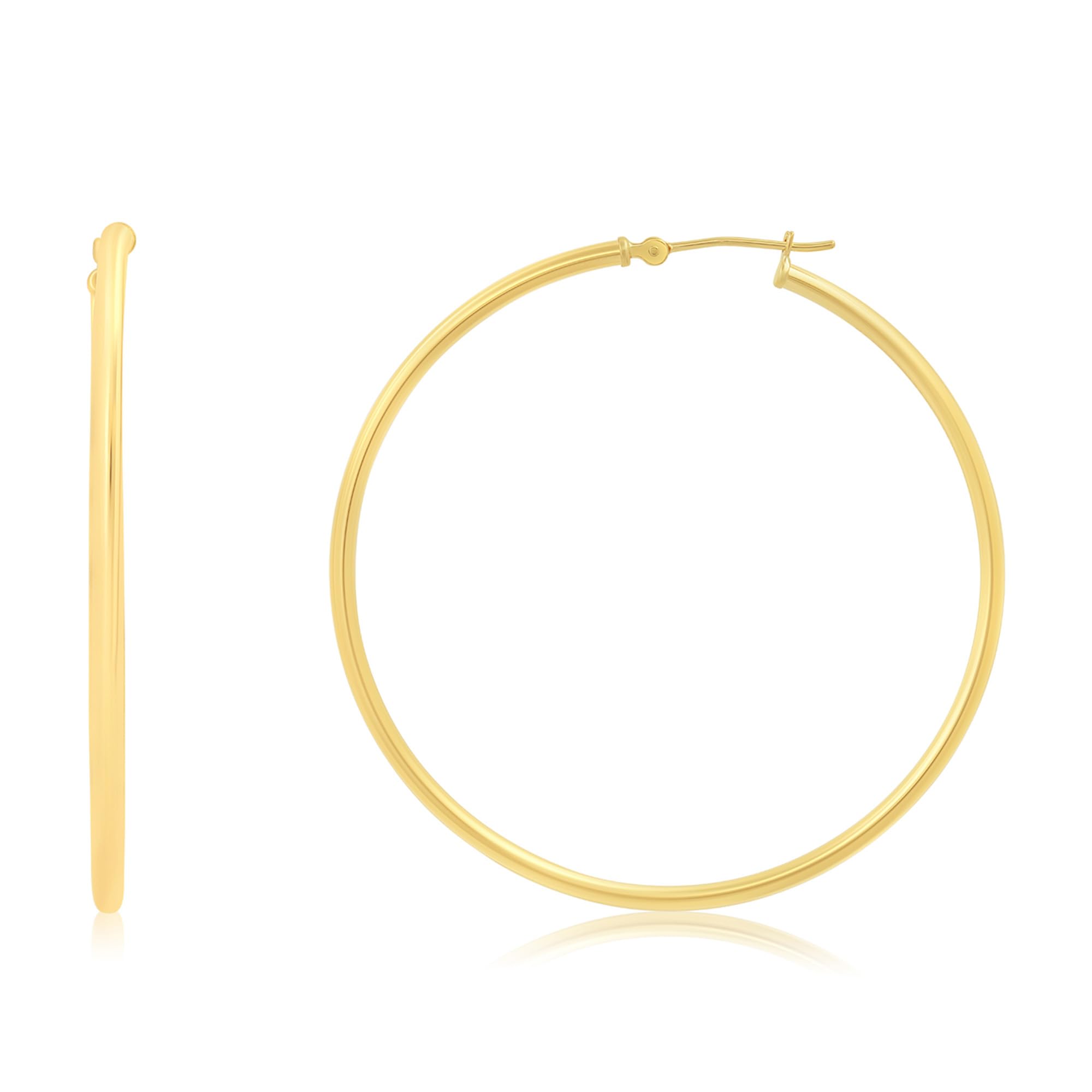 14K Solid Gold Hoop Earrings for Women - Yellow or White Gold Click-Top Hoops (0.47