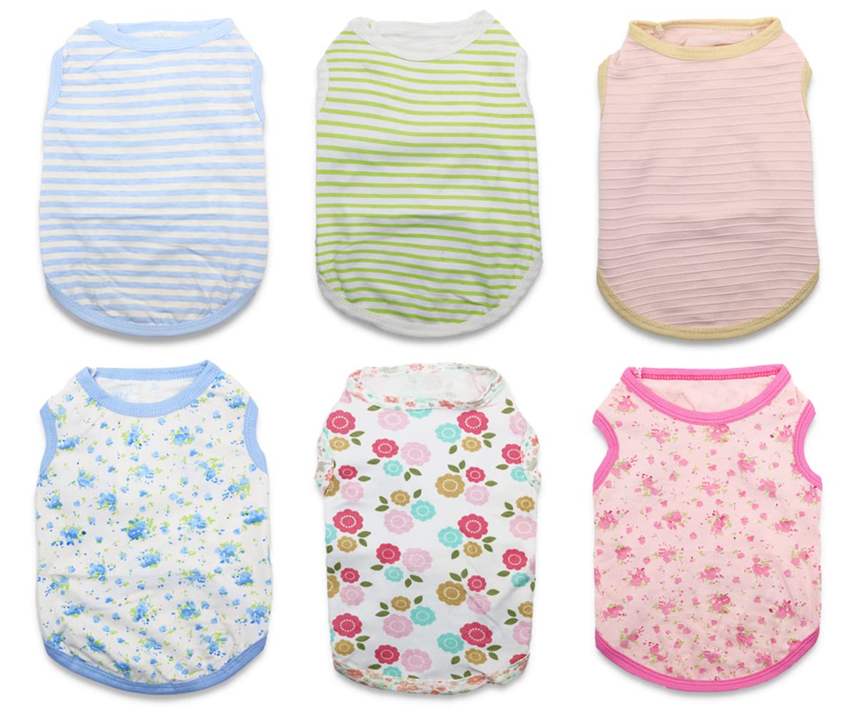 6 Pack Small Dog Clothes for Girl Puppies - Cute T-Shirts for Chihuahuas & Tiny Dogs | Perfect for Daily Walks, Photo Shoots & Special Occasions