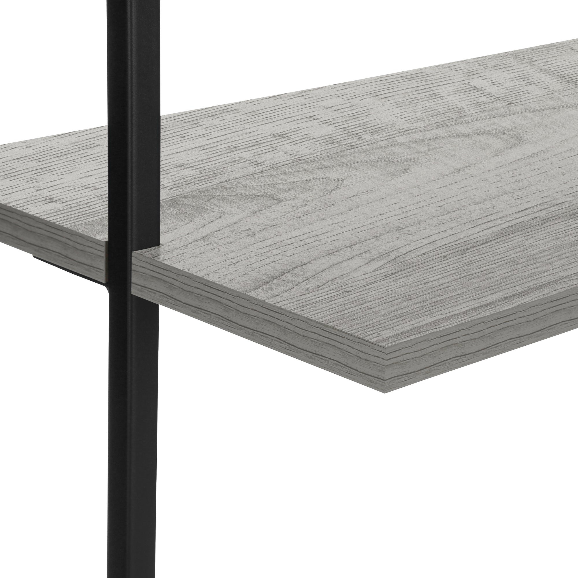72-Inch Tall Grey & Black Metal Ladder Bookcase - Space-Saving Bookshelf for Home Office, Living Room, or Bedroom Storage