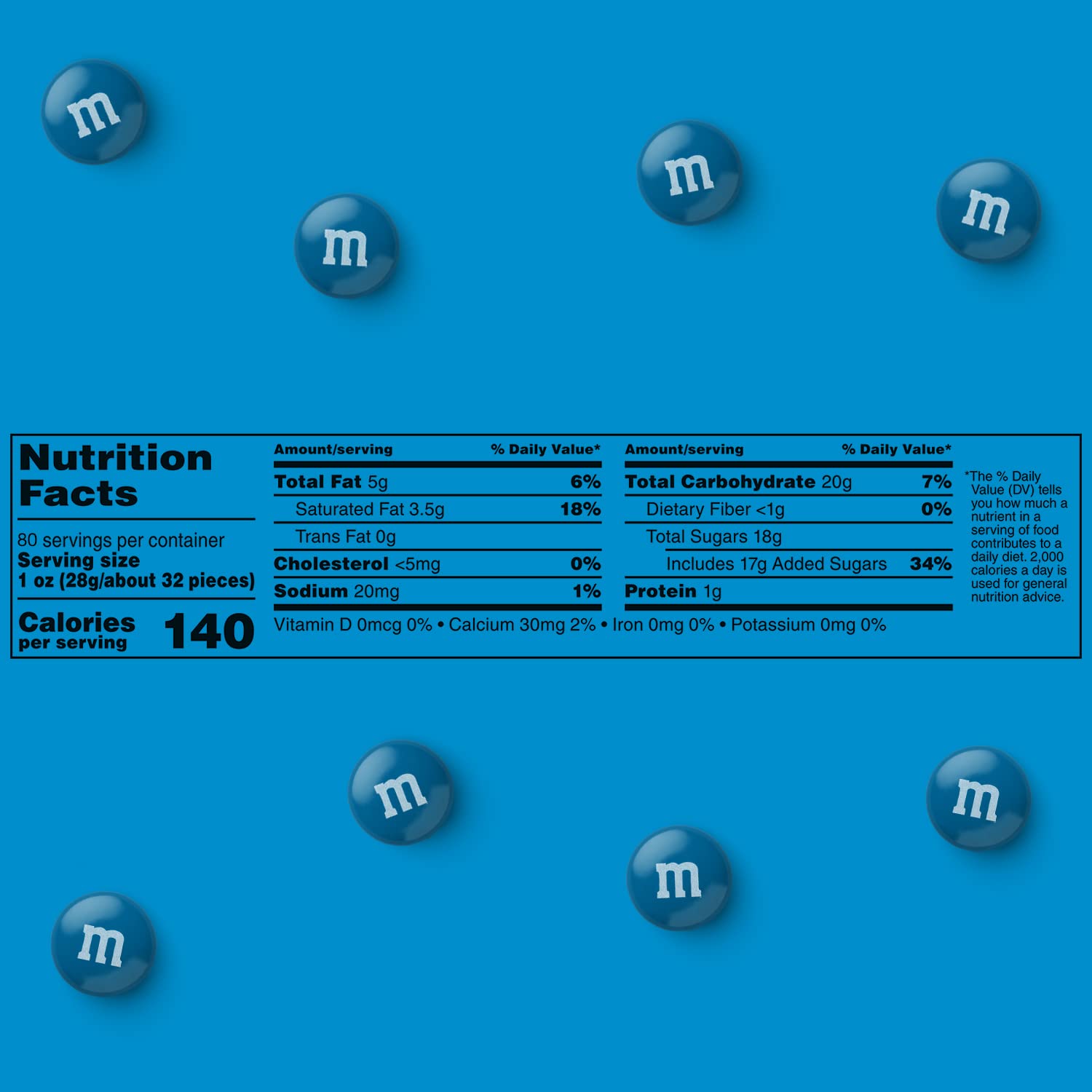M&M'S Blue Milk Chocolate Candy Bulk - 5 lbs Resealable Bag for Graduation, Wedding, Birthday Party, Baby Shower, Gender Reveal & Holiday Celebrations - Perfect for Easter, 4th of July & Party Favors