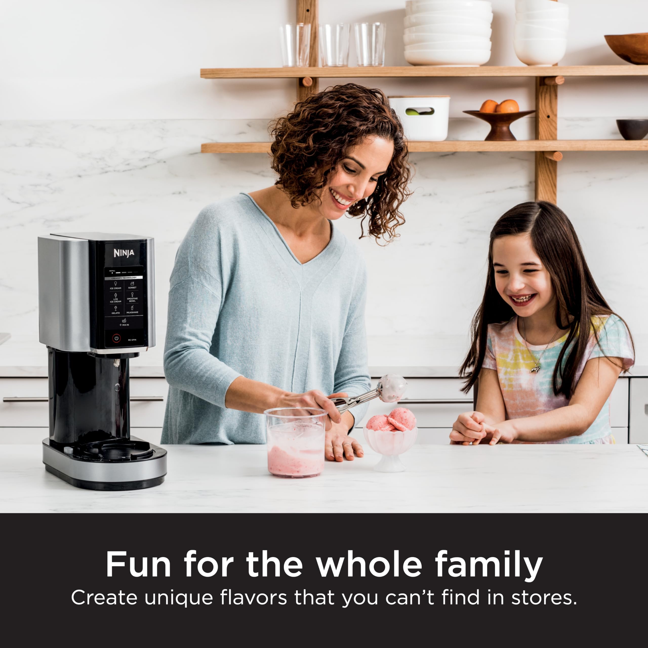 Ninja NC301 CREAMi Ice Cream Maker - 7 One-Touch Programs for Gelato, Sorbet, Milkshakes, Smoothie Bowls & More with 2 Pint Containers & Lids | Compact Frozen Dessert Machine for Home, Kitchen, Parties & Kids | Silver