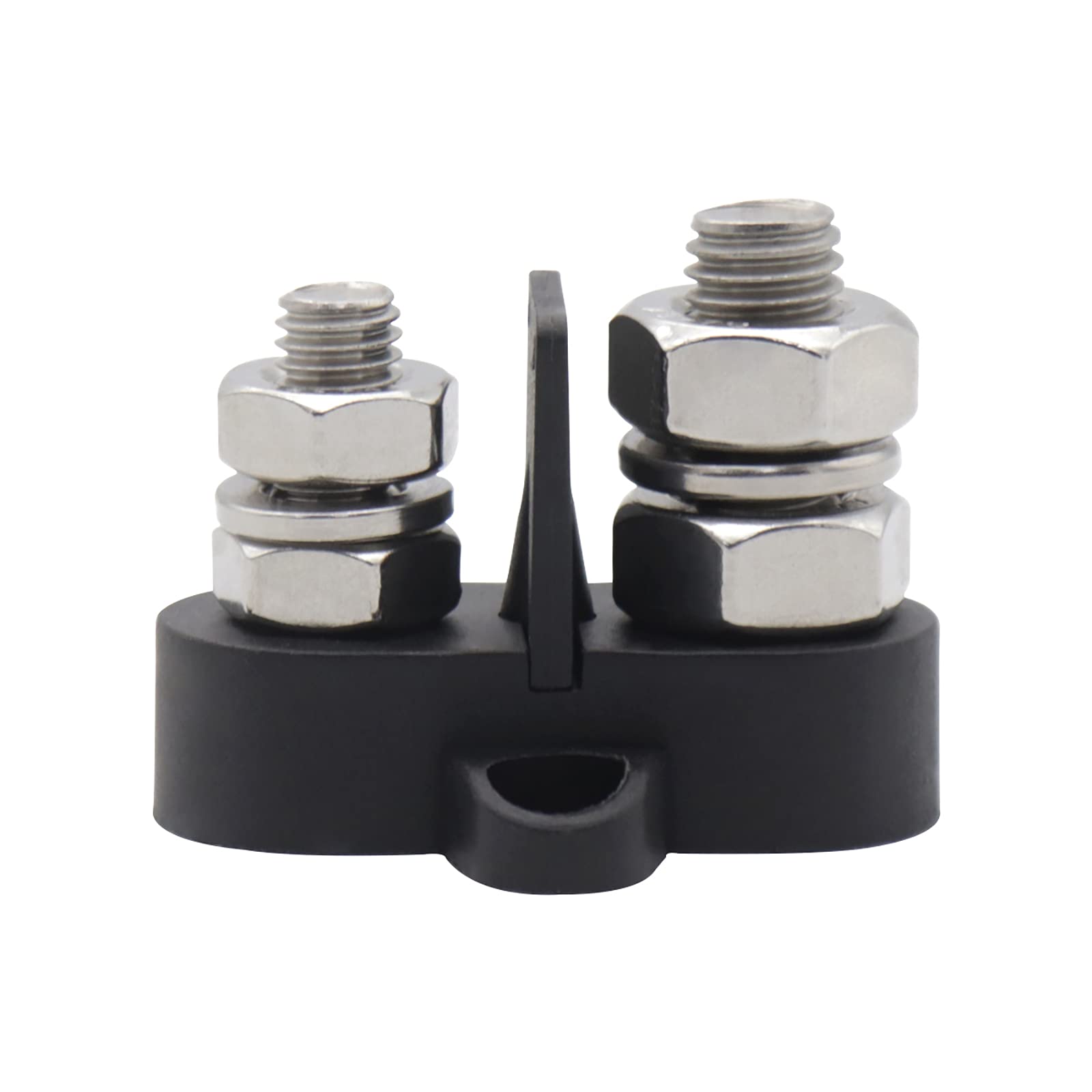 Dual Isolated Stud Battery Power Distribution Terminal Block - M10 & M8 Black & Red - Max 48V DC - Positive Insulated Junction Post for Auto, Marine, Car, Trailer, RV, Boat - Perfect for Off-Road Vehicles & Solar Power Systems
