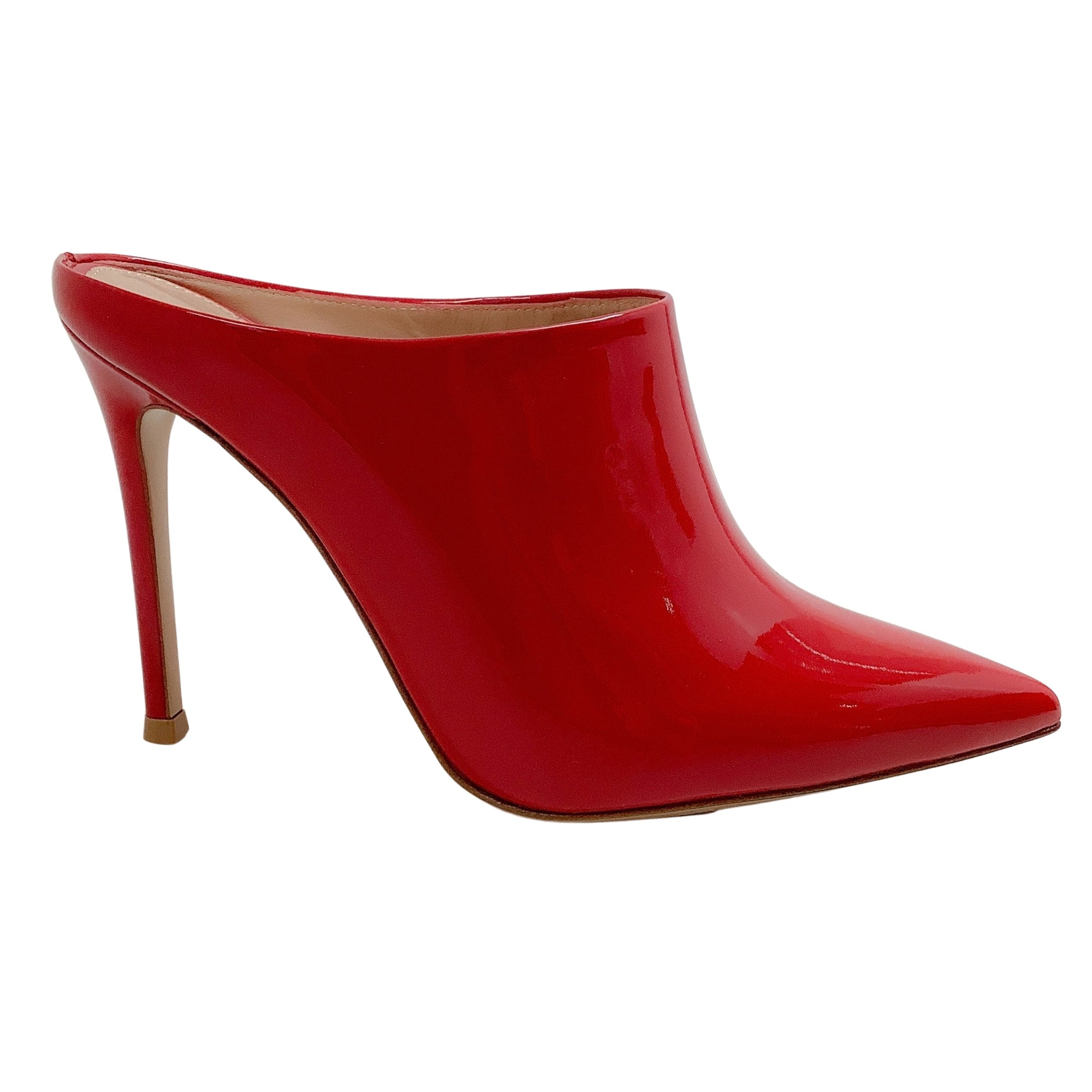 Gianvito Rossi Red Patent Leather Nova Mules - Women's Luxury Slip-On Heels for Parties, Weddings & Evening Events