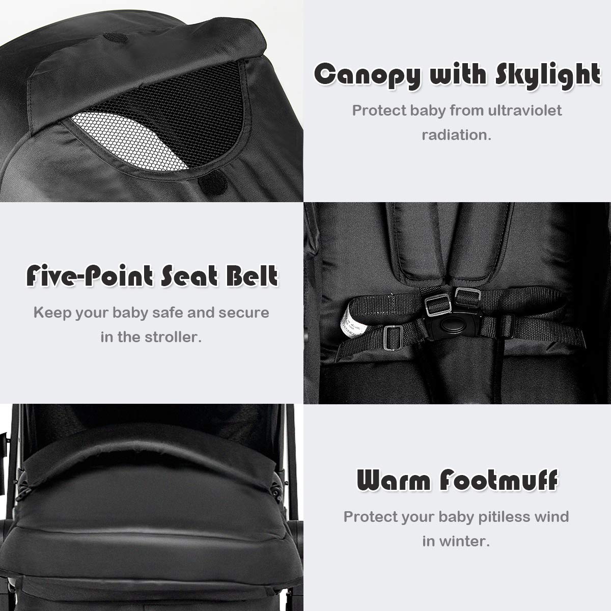 HONEY JOY Convertible Baby Stroller with Adjustable Canopy & Reclining Backrest - Foldable Infant Bassinet Pram with Storage Basket & Cup Holder for Newborns (Black) | Perfect for Park Walks, Shopping Trips & Family Outings