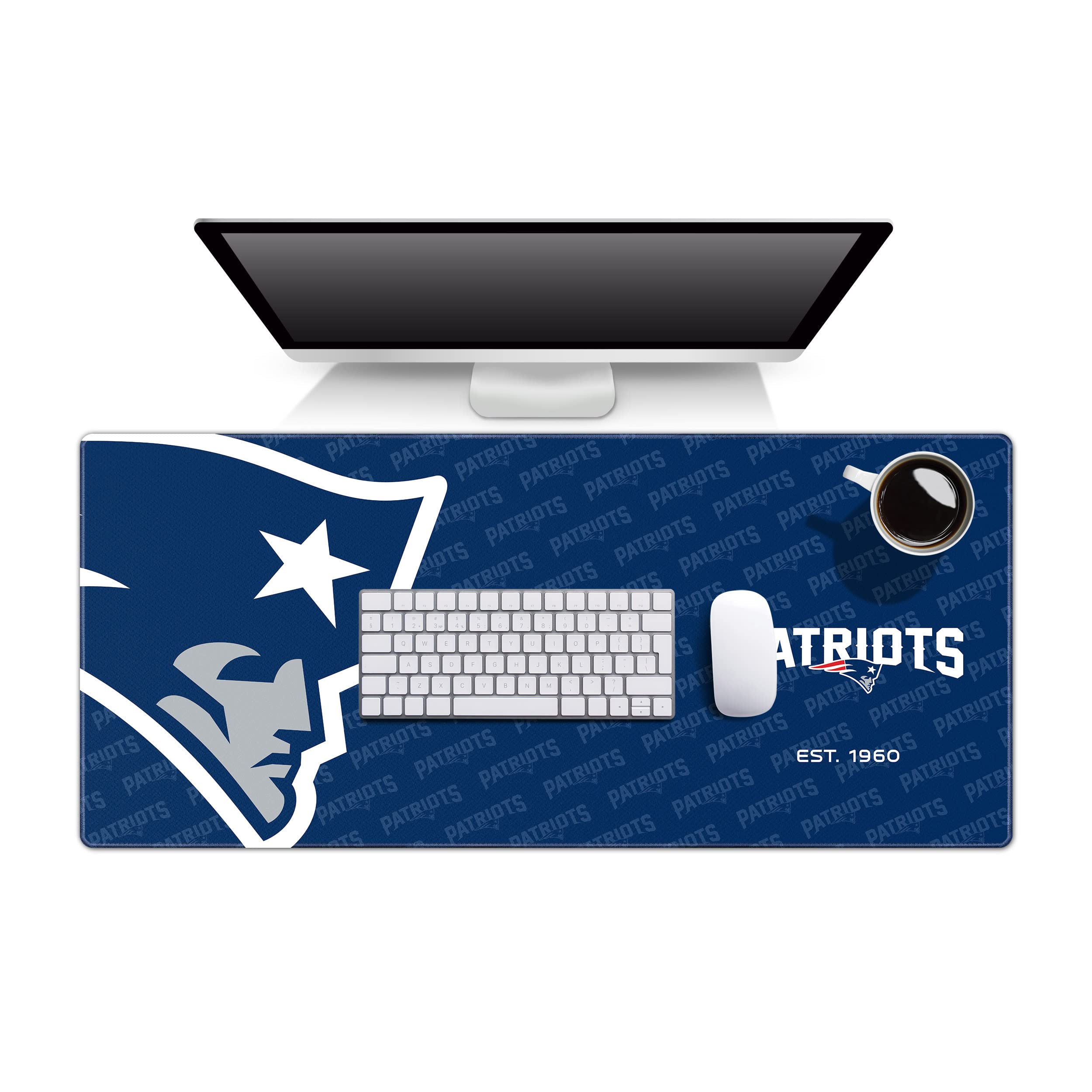 YouTheFan NFL New England Patriots Logo Series Gaming Mouse Pad - Non-Slip Rubber Base Desk Mat for Office, Home, PC & Laptop Use - Perfect for Football Fans & Sports Enthusiasts