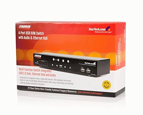 StarTech.com SV431USBAN 4-Port USB KVM Switch for PC & Mac - Black Wired Keyboard Video Mouse Switcher with USB 2.0 Support (Operating Temp 0-50°C) - Ideal for Home Office, Data Centers & Multi-Computer Workstations
